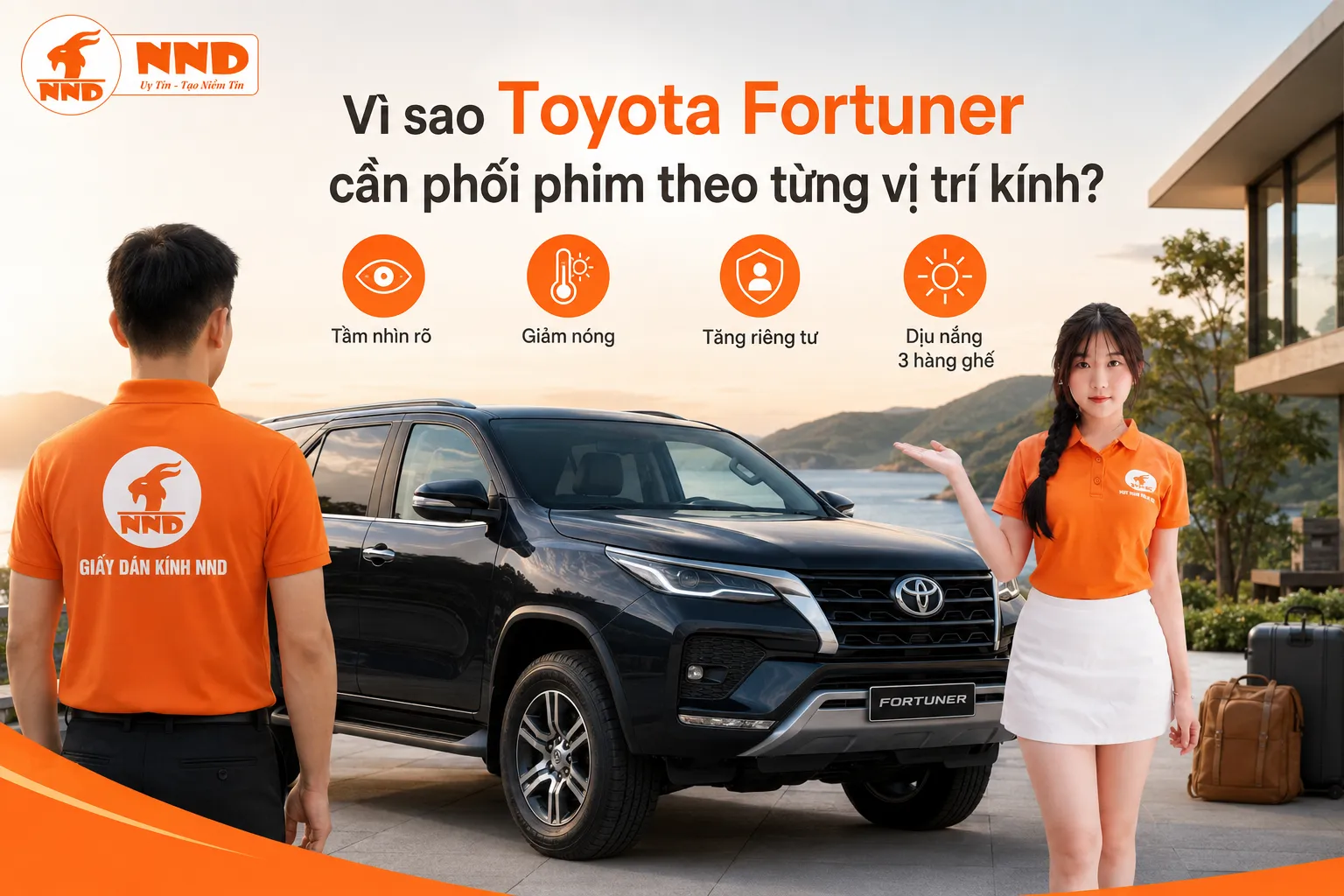 Phim cách nhiệt Toyota Fortuner cần được phối phù hợp cho khoang SUV 7 chỗ nhằm giảm nóng cả ba hàng ghế, hạn chế tia UV và duy trì tầm nhìn khi lái xe.