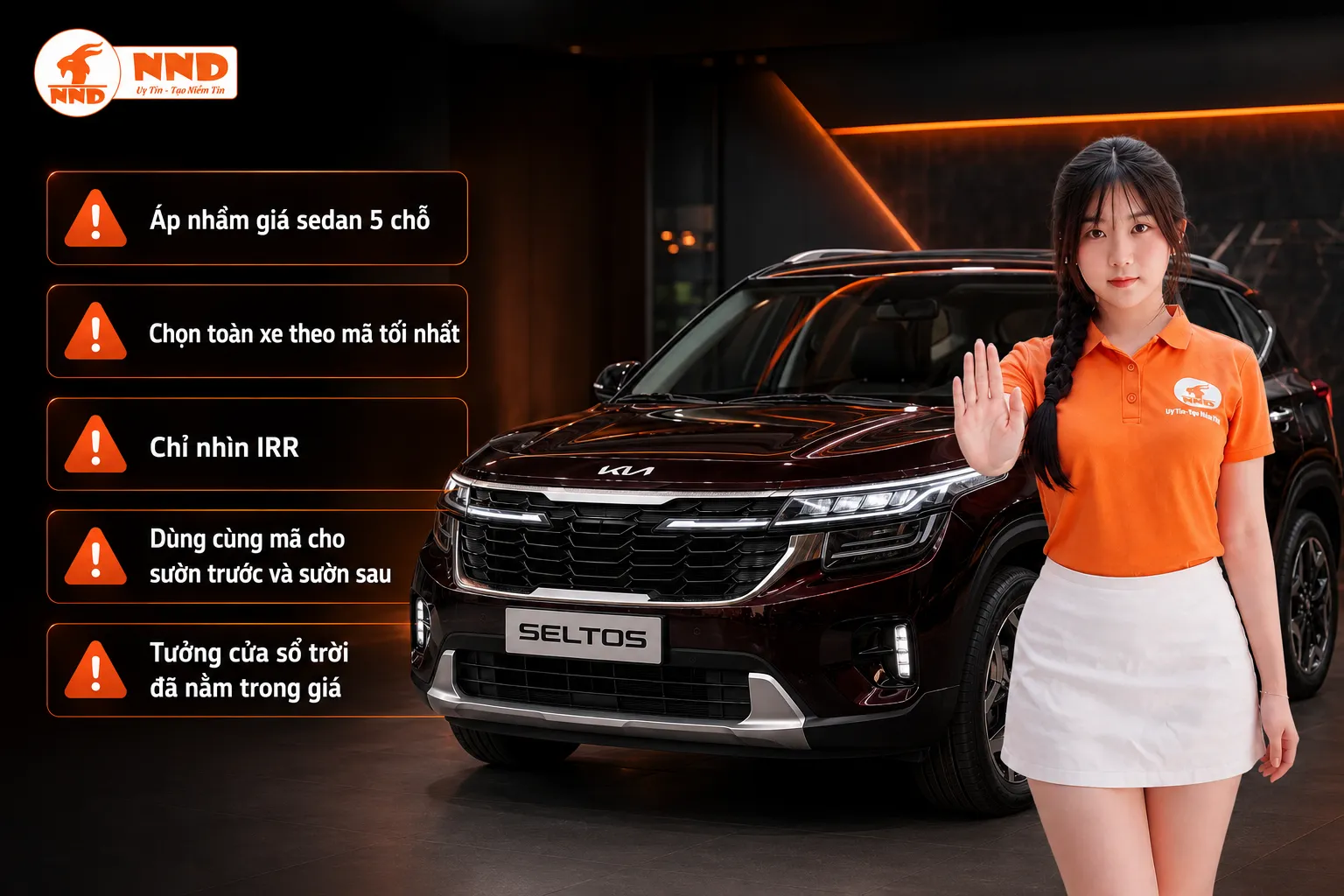 Những sai lầm khi dán phim cách nhiệt Kia Seltos gồm áp nhầm giá sedan 5 chỗ, chọn một mã tối cho toàn xe, chỉ nhìn IRR và không kiểm tra chi phí kính nóc.