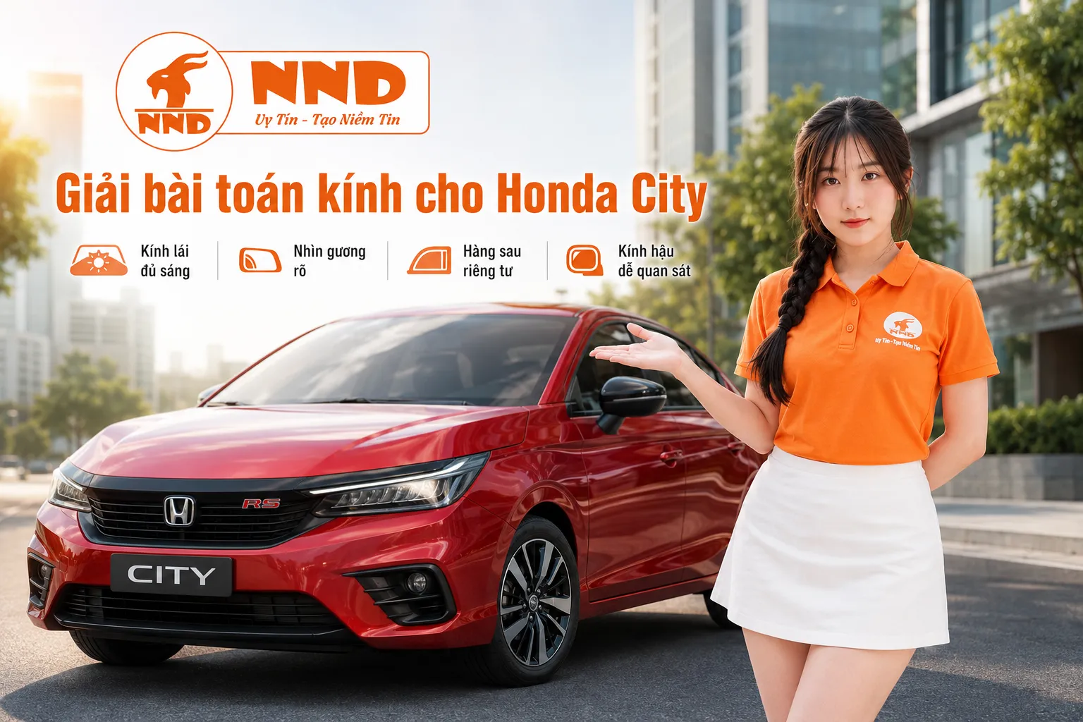 Phim cách nhiệt Honda City cần giữ kính lái đủ sáng, kính sườn trước dễ nhìn gương, hàng ghế sau đủ riêng tư và kính hậu thuận lợi khi lùi xe.