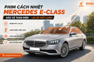 Phim cách nhiệt Mercedes E-Class giúp giảm nhiệt qua kính, bảo vệ khoang nội thất cao cấp và tăng sự riêng tư cho người ngồi trong xe.