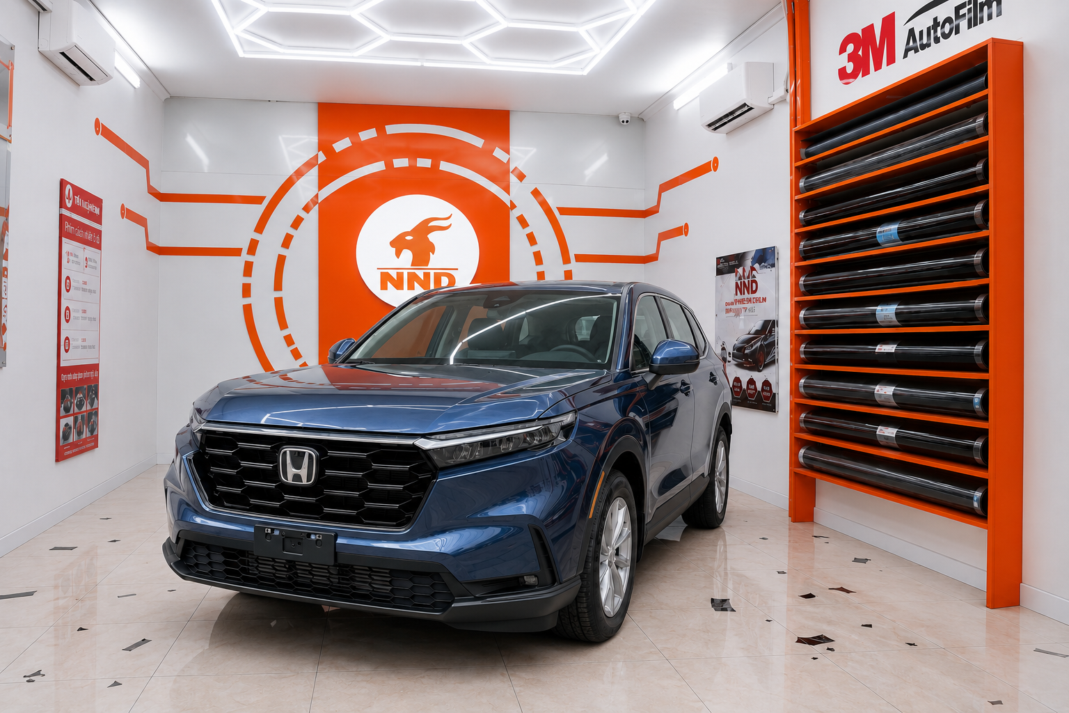 Honda CR-V e:HEV 2026 trong công trình dán gói Cao Cấp NND với NC7599 kính lái và NC3599 cho kính sườn, kính hậu