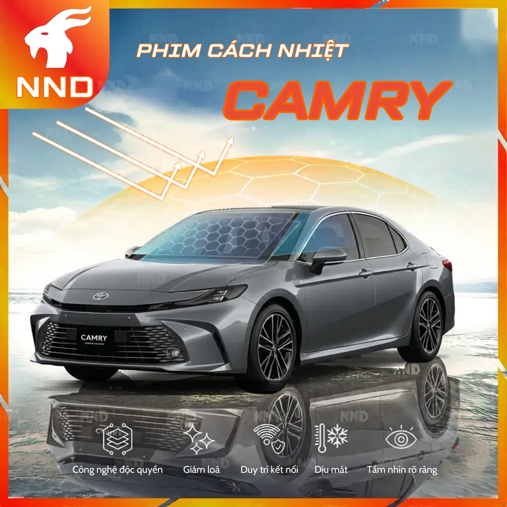 Dán phim cách nhiệt cho xe Toyota Camry giúp chống nóng, ngăn tia UV và bảo vệ nội thất ô tô hiệu quả tại NND