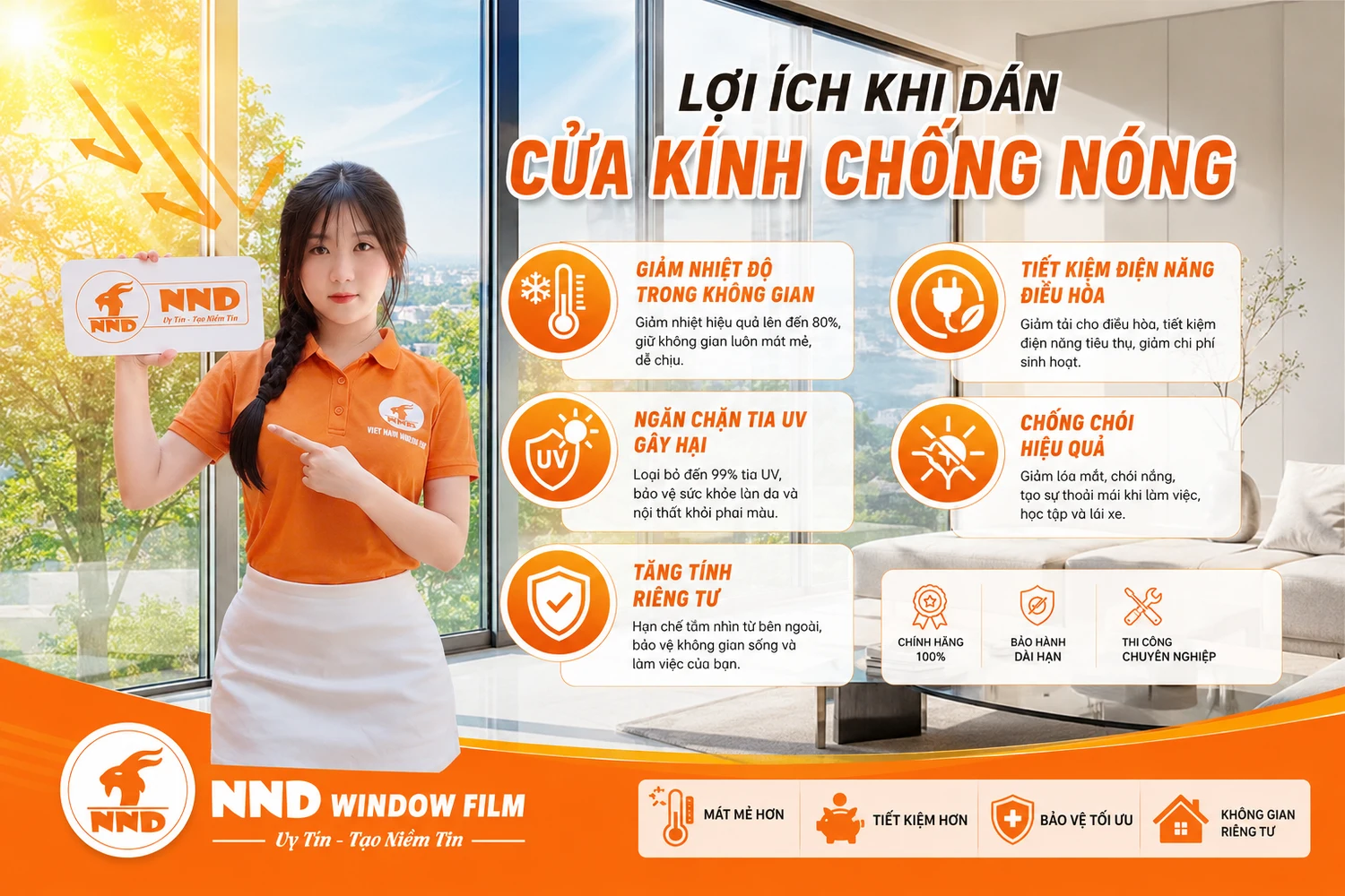Lợi ích của dán giấy dán kính chống nắng nhà NND