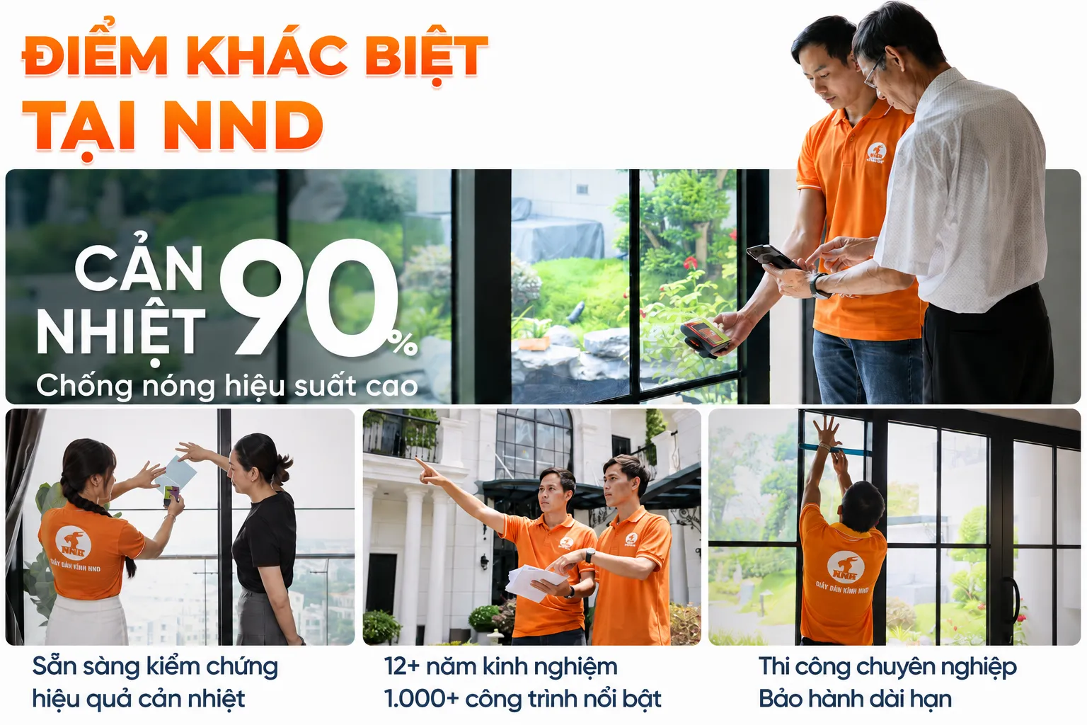 Đội ngũ NND tư vấn, kiểm chứng hiệu quả và thi công phim cách nhiệt tại công trình thực tế.