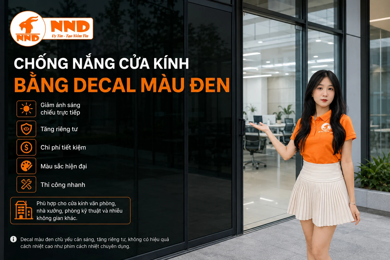 Chống Nắng Cửa Kính Bằng Decal Màu Đen