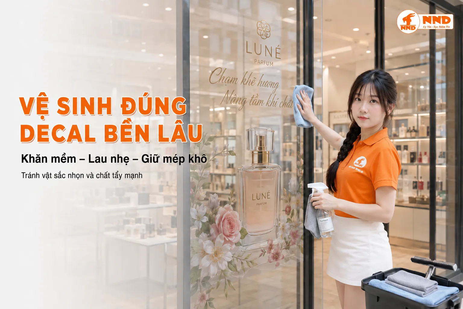 Hướng dẫn vệ sinh decal dán kính bằng khăn mềm để giữ bề mặt bền đẹp