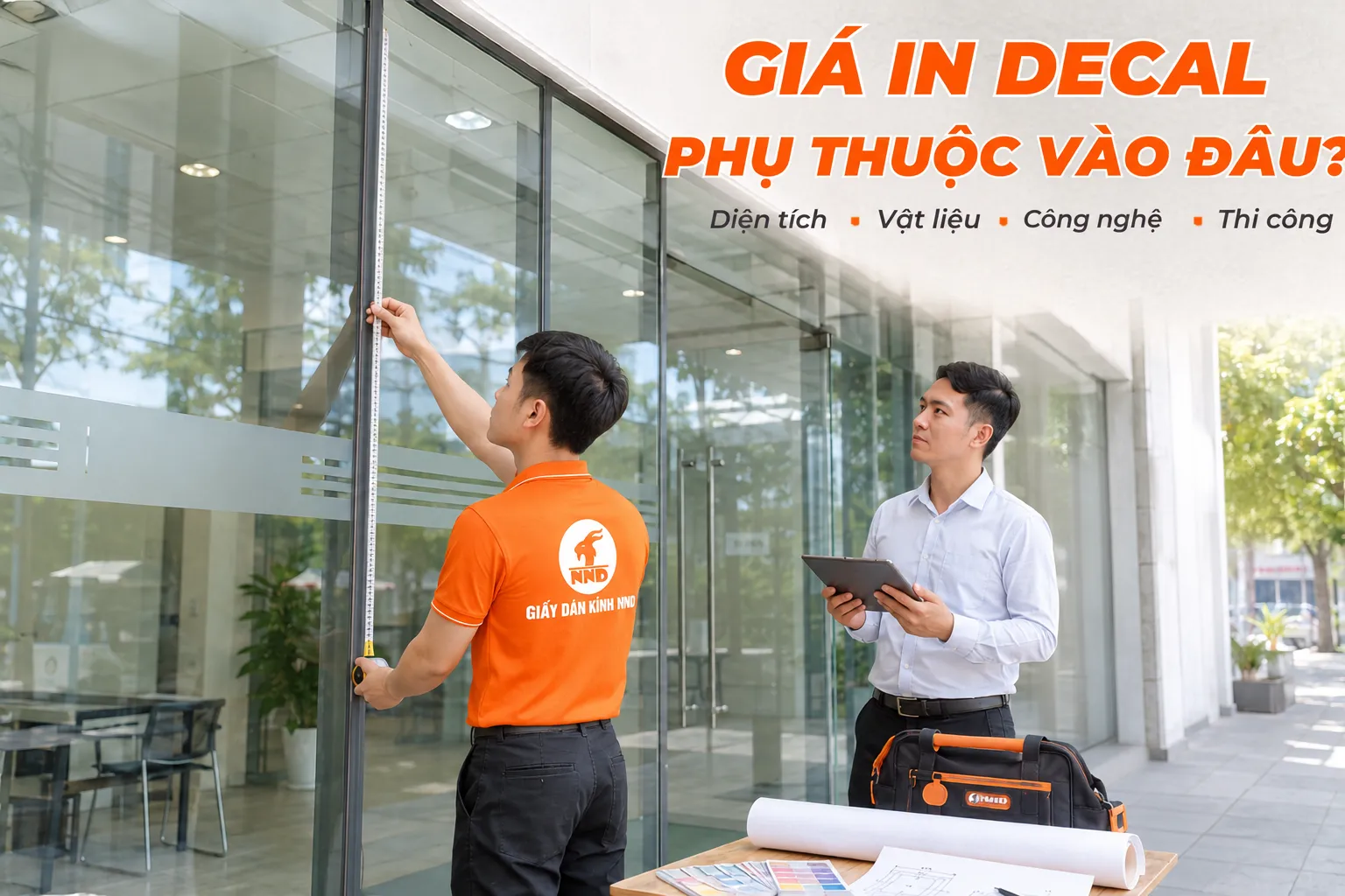 Khảo sát kích thước mặt kính để tính giá in decal và chi phí thi công