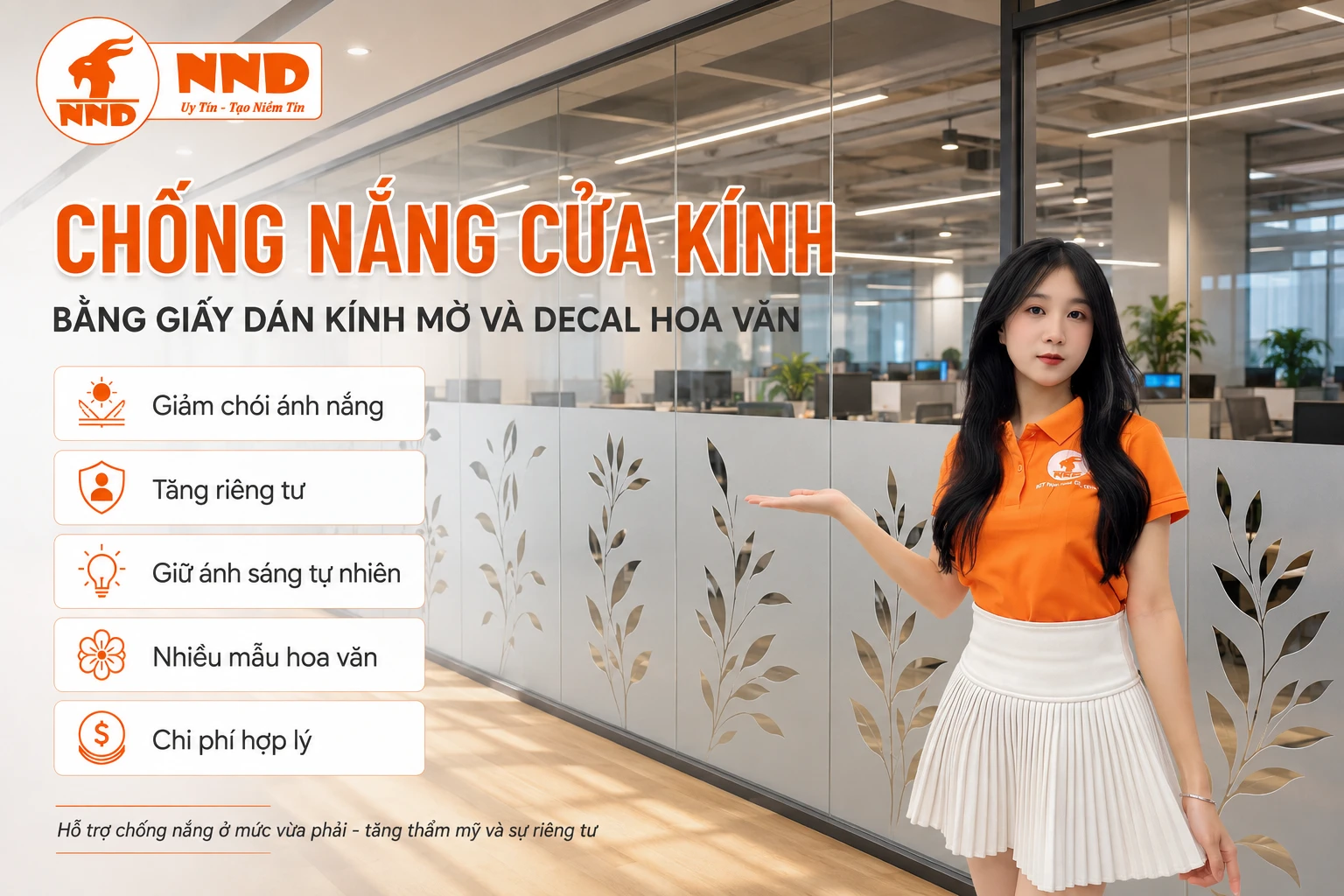 Chống Nắng Cửa Kính Bằng Giấy Dán Kính Mờ Và Decal Hoa Văn