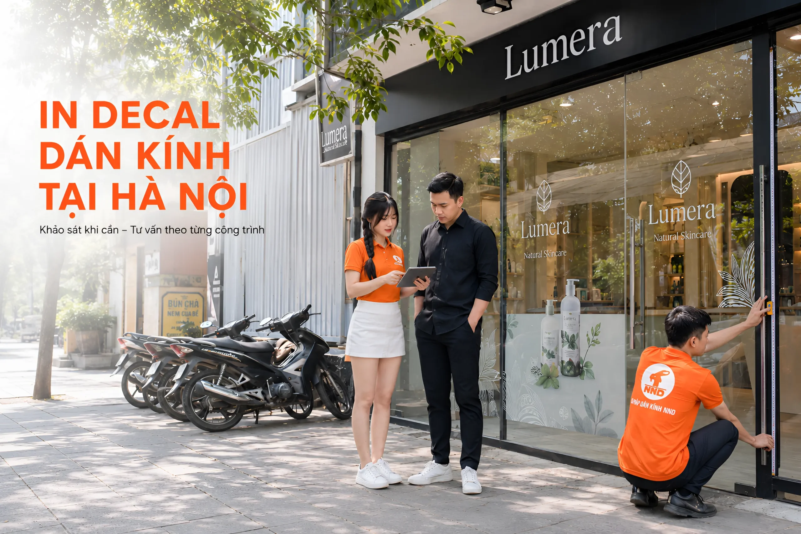 Khảo sát và tư vấn in decal dán kính cho cửa hàng tại Hà Nội