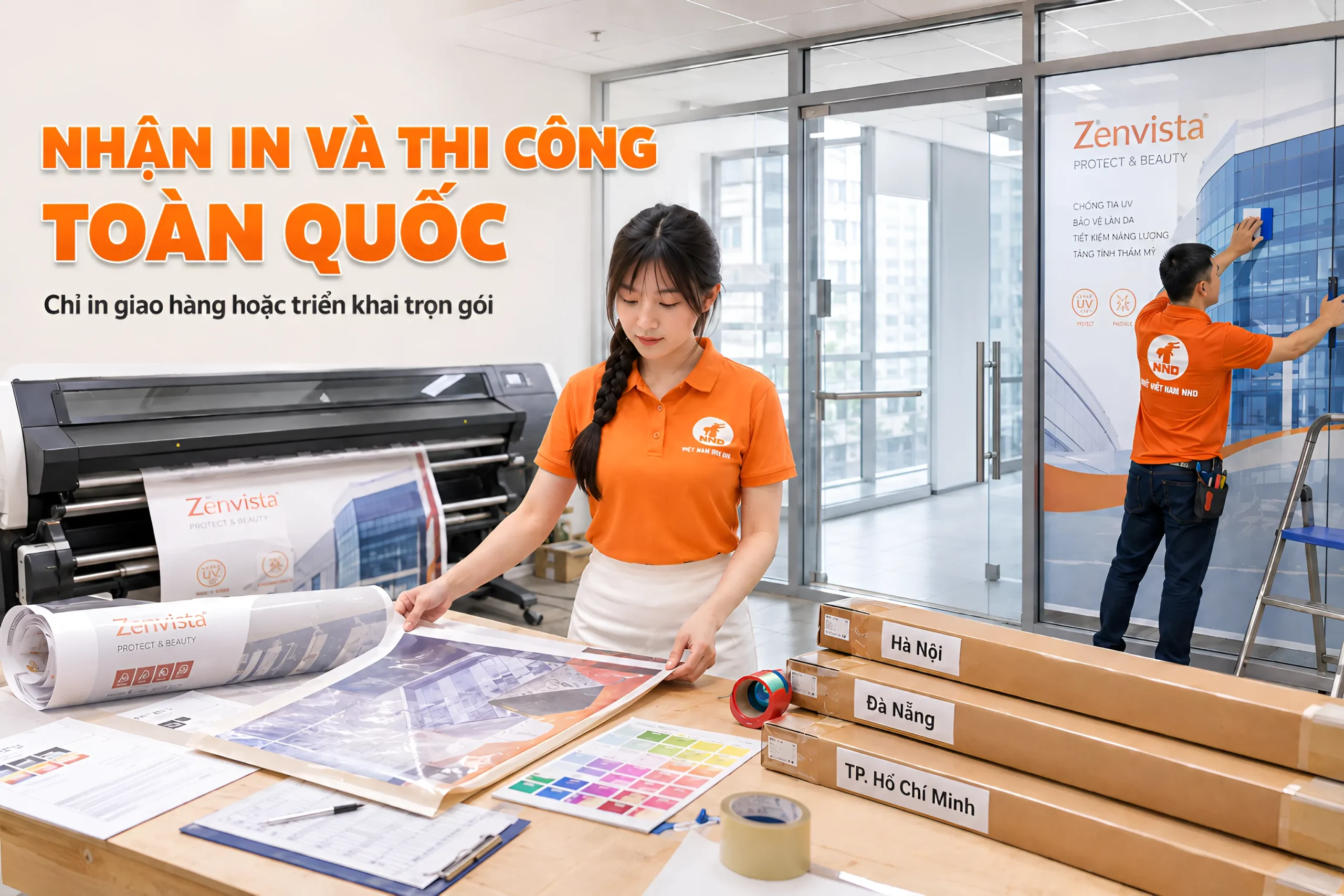 NND nhận in decal dán kính và thi công trọn gói trên toàn quốc