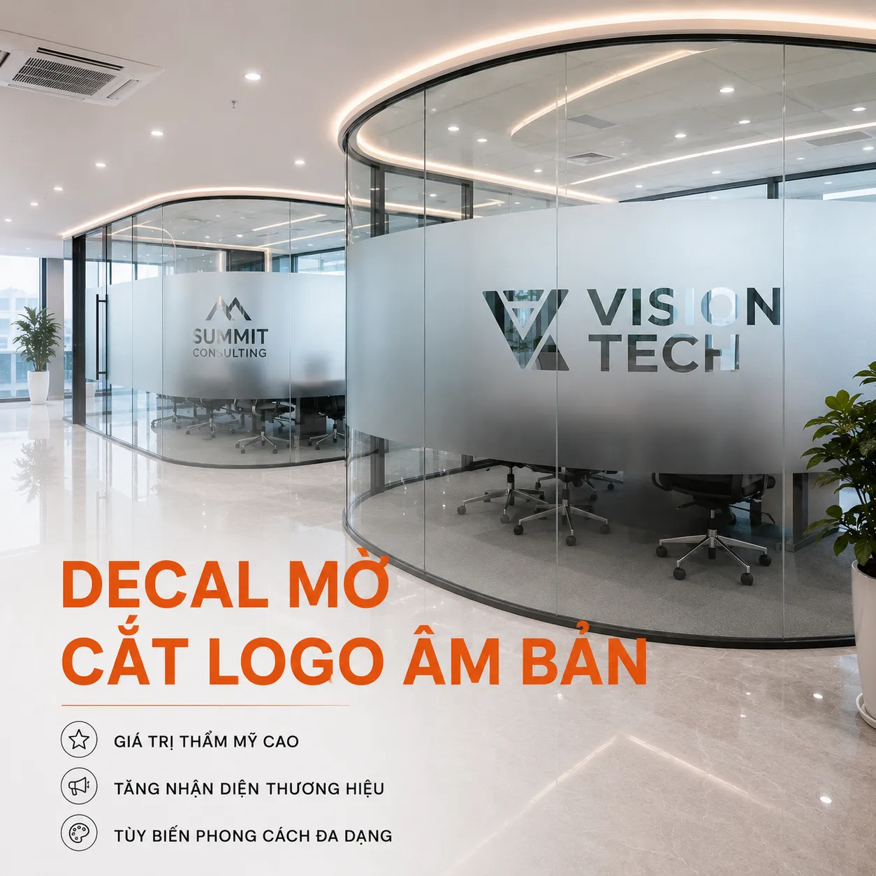 Cắt CNC Logo trên nền decal mờ