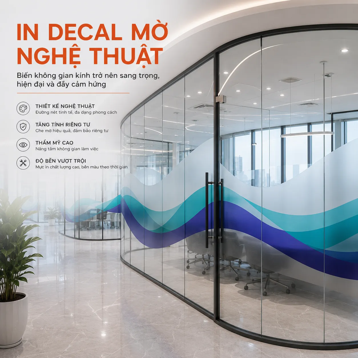 IN DECAL MỜ NGHỆ THUẬT DÁN KÍNH VĂN PHÒNG