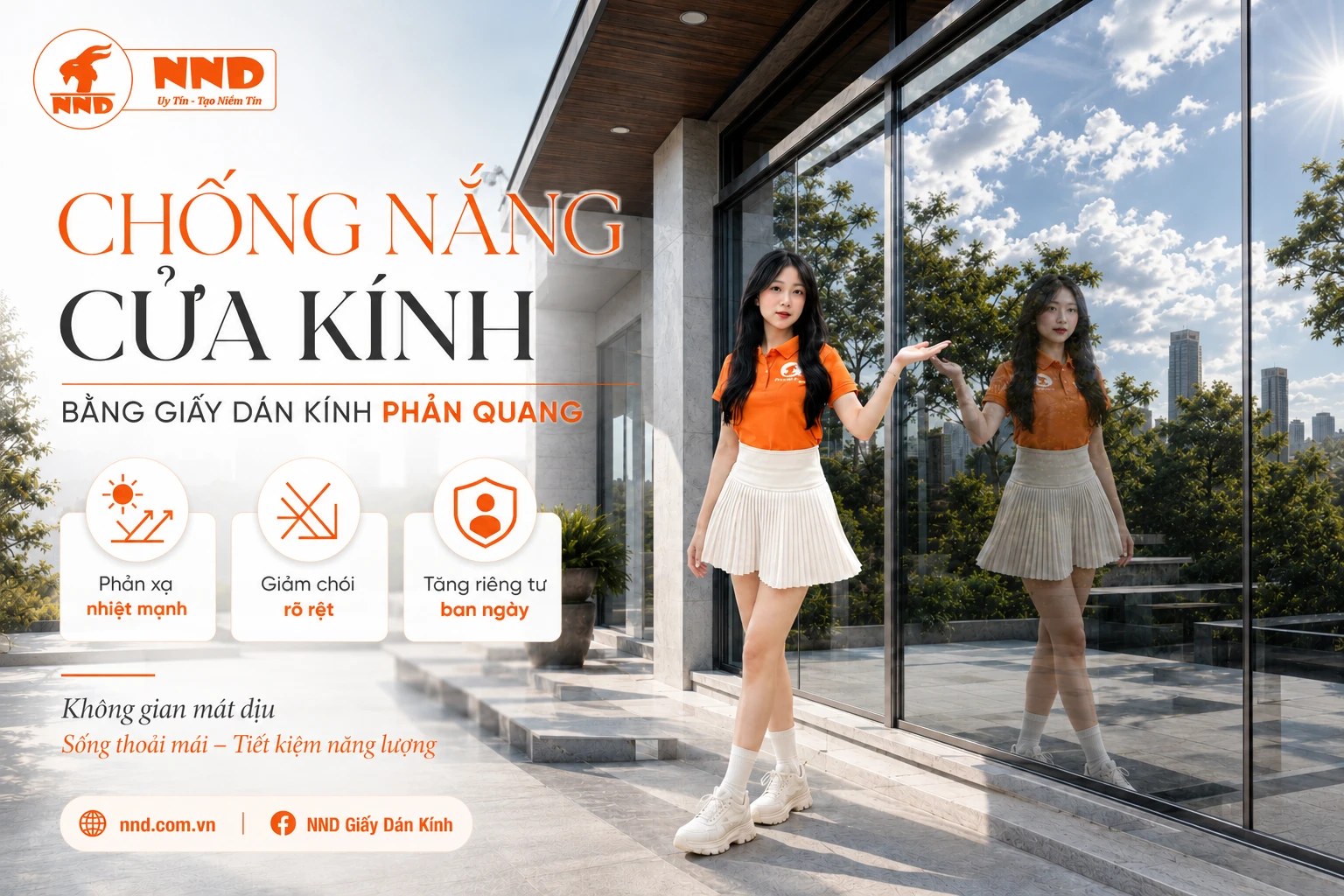 Chống Nắng Cửa Kính Bằng Giấy Dán Kính Phản Quang