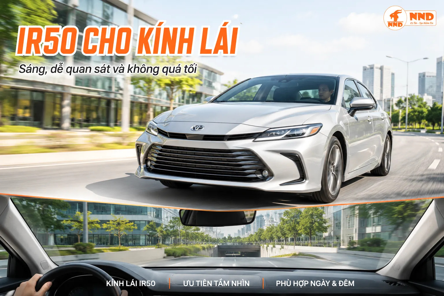 Phim 3M IR50 cho kính lái ưu tiên độ sáng, khả năng quan sát ngày và đêm