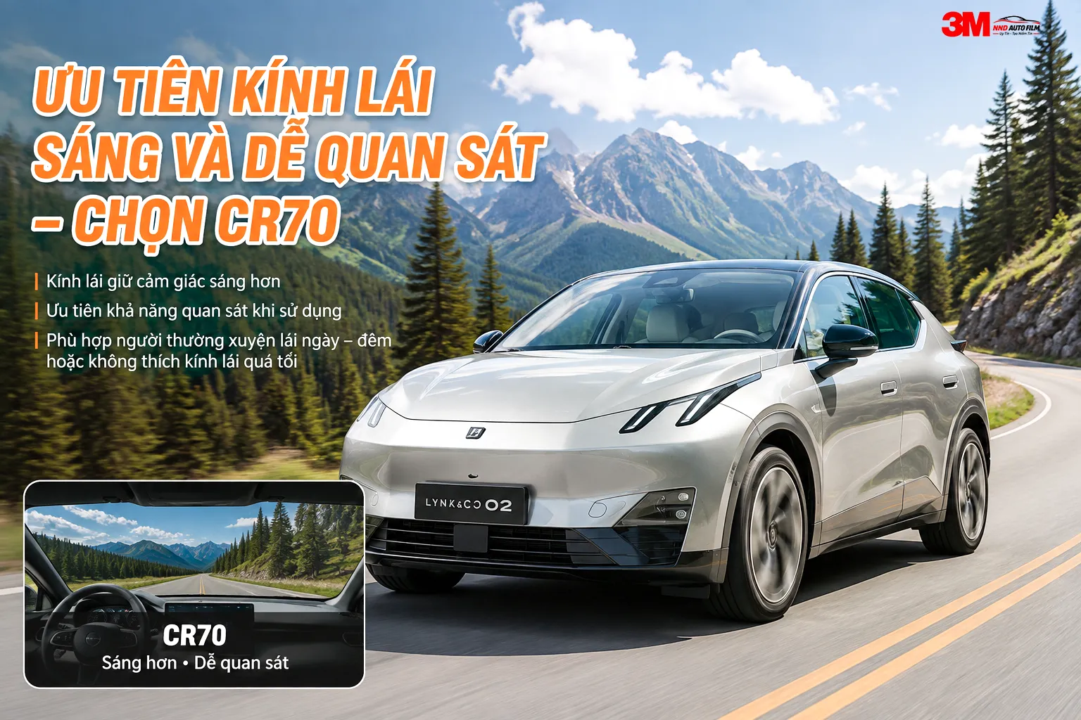 Crystalline CR70 cho kính lái ưu tiên độ sáng và khả năng quan sát khi lái xe