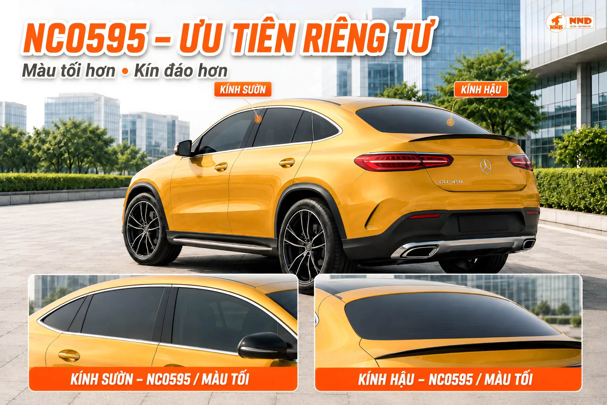 Phim NC0595 Gói Tiết Kiệm NND màu tối hơn giúp tăng riêng tư cho kính sườn và kính hậu