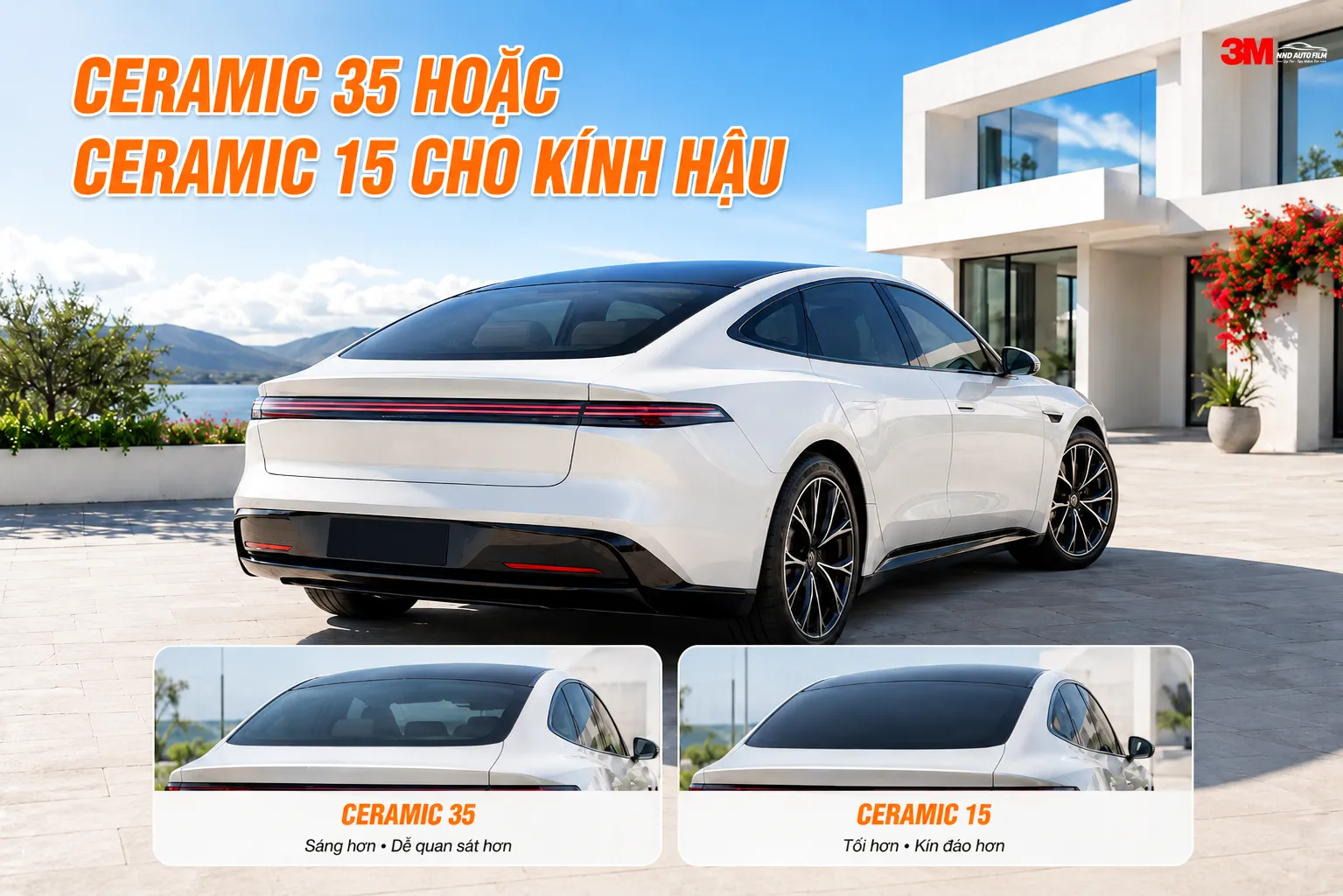 So sánh Ceramic 35 và Ceramic 15 cho kính hậu theo nhu cầu quan sát và độ kín đáo