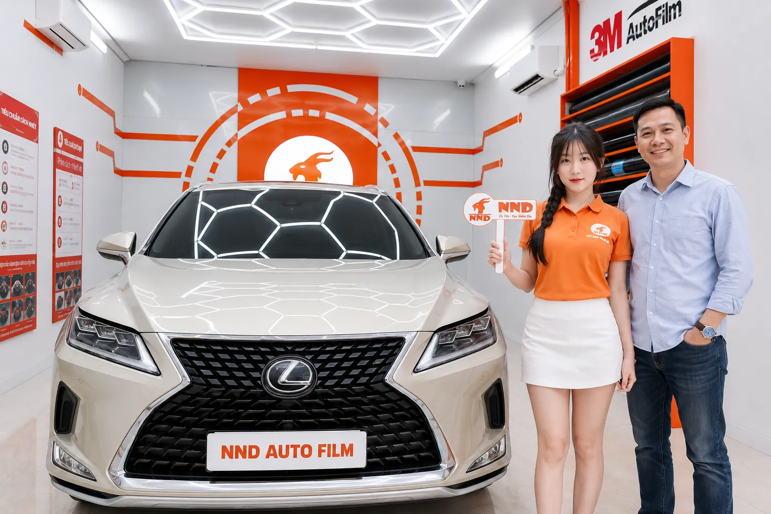 Khách hàng nhận xe Lexus RX 350 sau khi dán Gói phim cách nhiệt 3M Cao Cấp tại NND