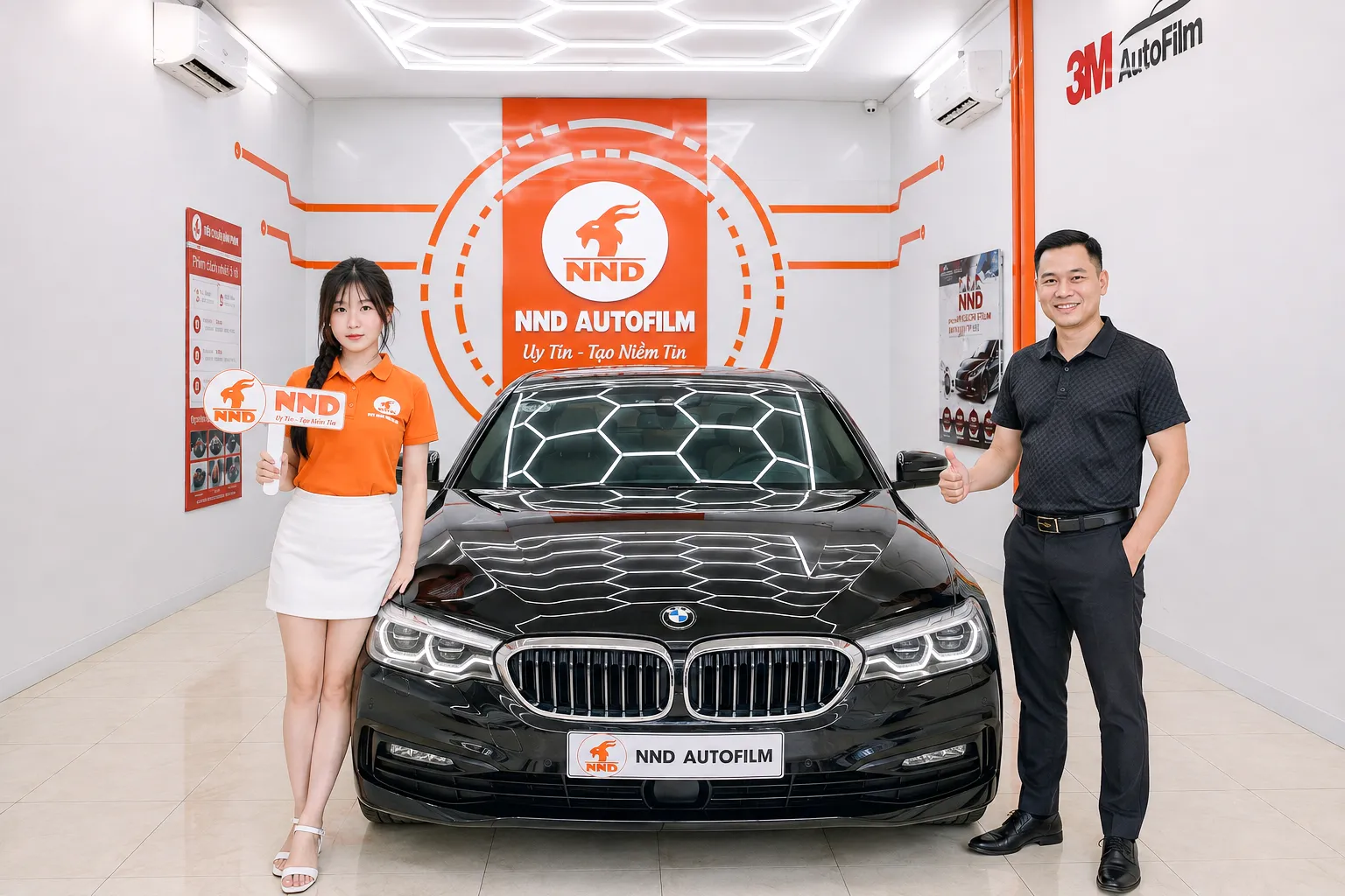 Anh Dương nhận BMW 520i Sport sau khi dán Gói phim cách nhiệt 3M Trung Cấp tại NND
