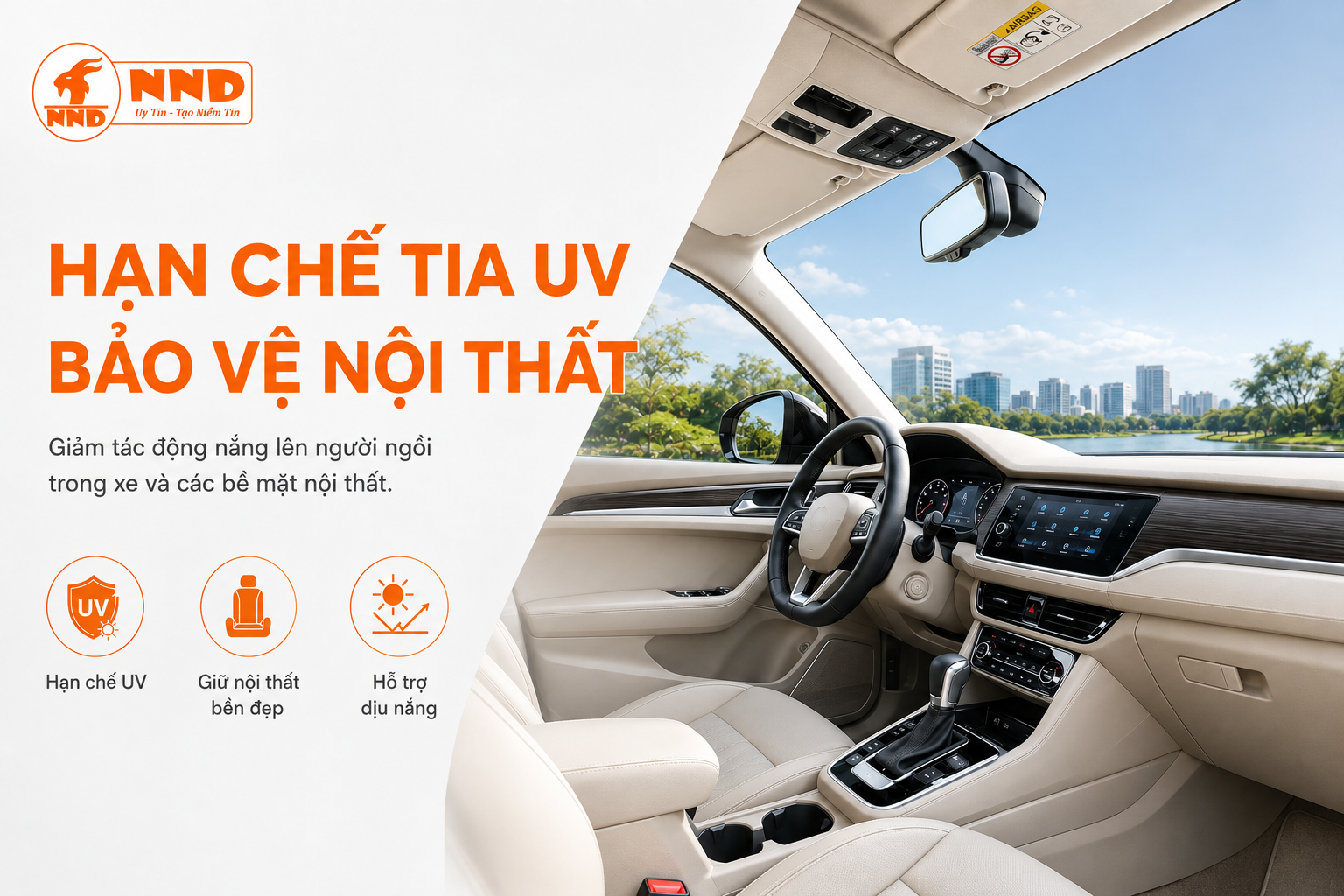 Phim cách nhiệt ô tô hỗ trợ hạn chế tia UV và giảm tác động của ánh nắng lên người ngồi và nội thất xe
