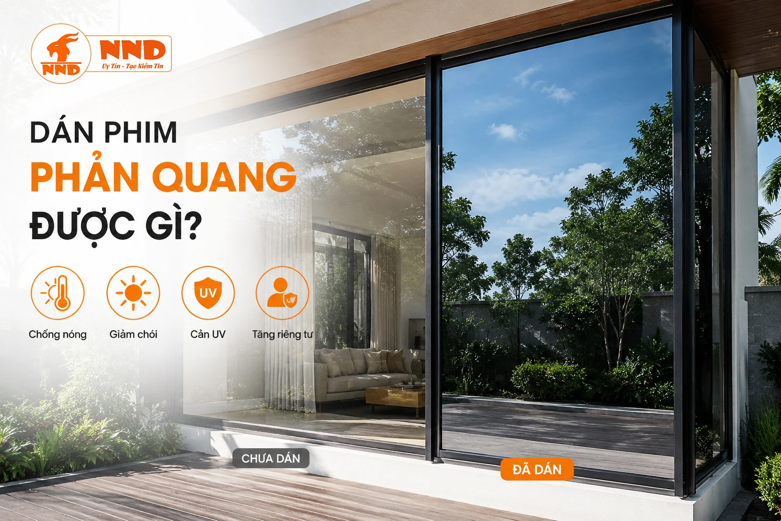 So sánh kính chưa dán và đã dán phim phản quang chống nóng giảm chói
