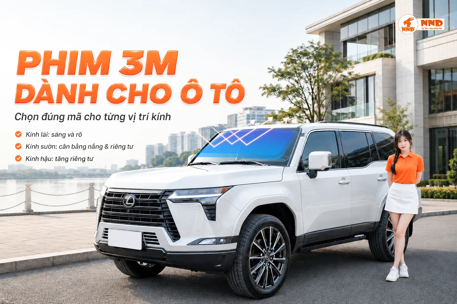 Phim 3M dành cho ô tô với cách lựa chọn mã phim riêng cho kính lái, kính sườn và kính hậu.