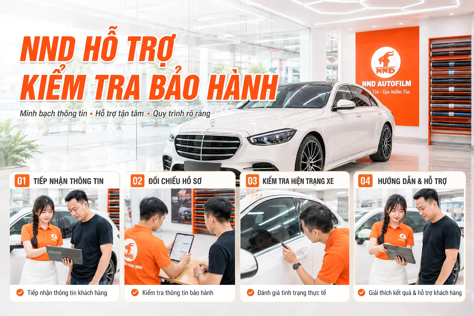 Quy trình NND hỗ trợ khách hàng kiểm tra bảo hành phim 3M