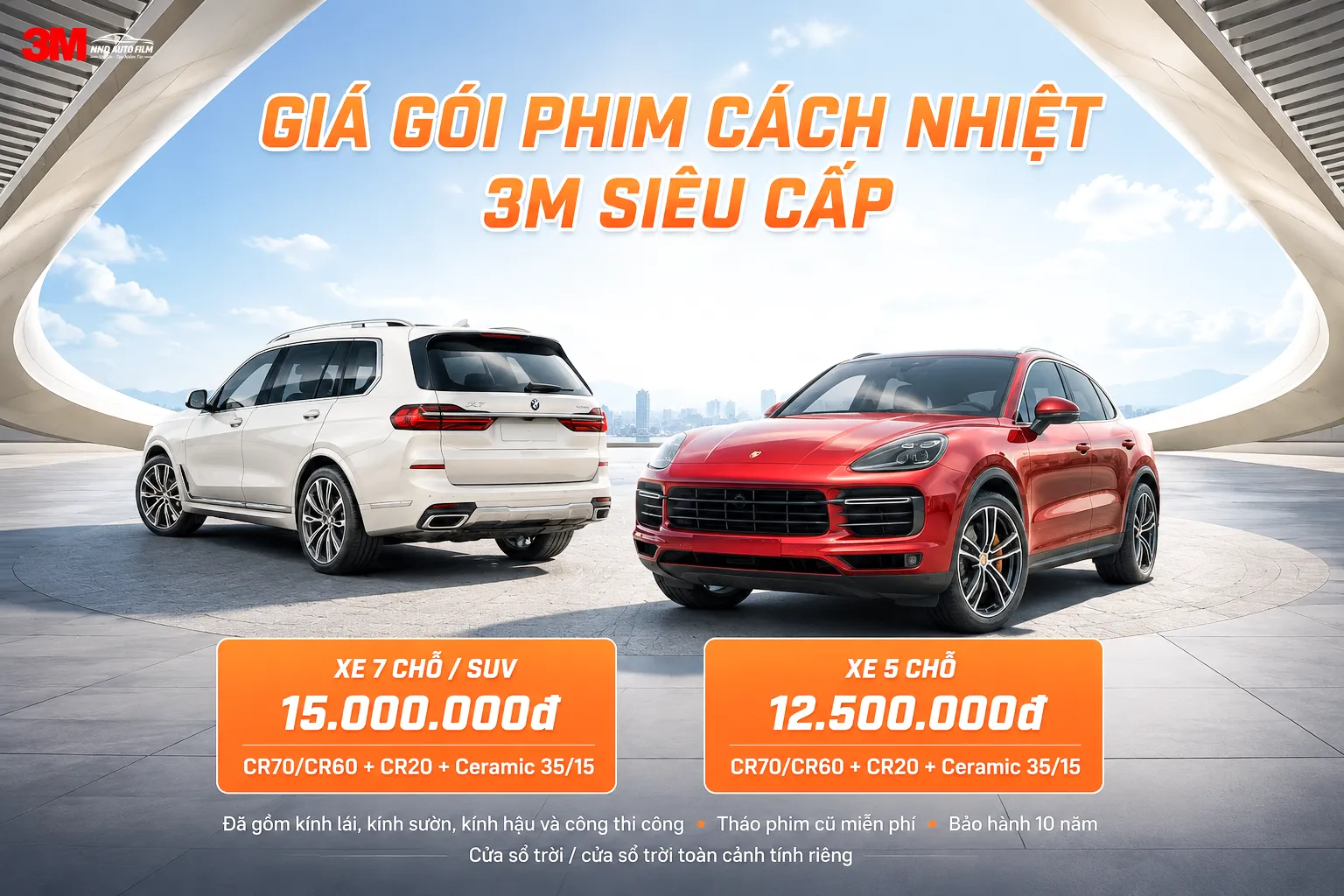 Bảng giá Gói Siêu Cấp 3M cho xe 5 chỗ và xe 7 chỗ SUV