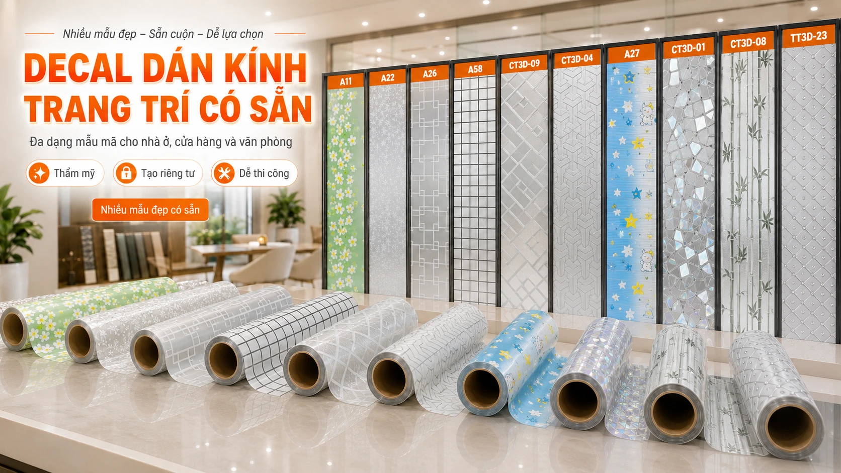 Decal trang trí 3D, decal một chiều và decal hỗ trợ chống nắng