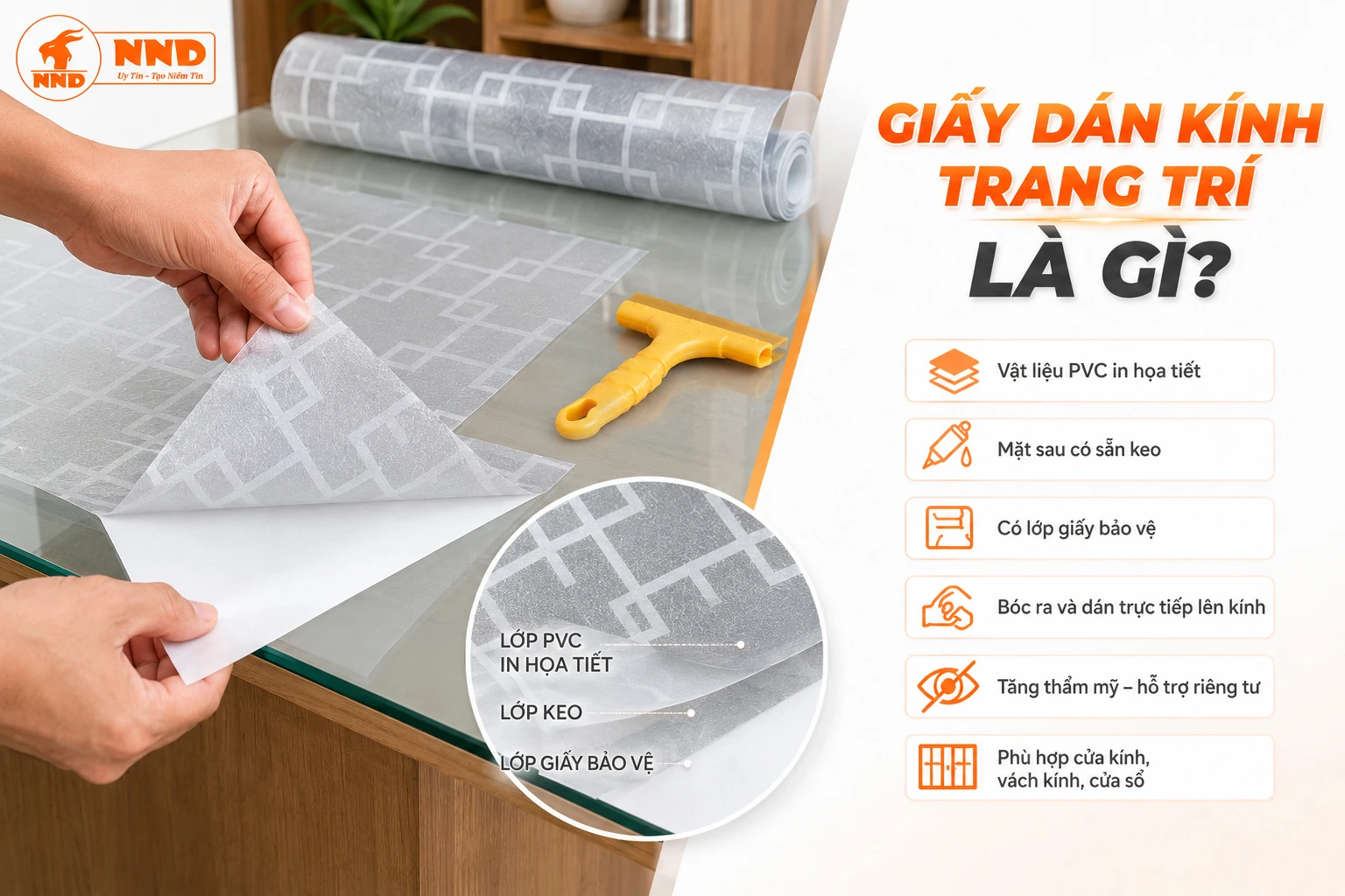 Giấy dán kính trang trí PVC có sẵn keo, họa tiết đẹp giúp trang trí cửa kính và tăng riêng tư