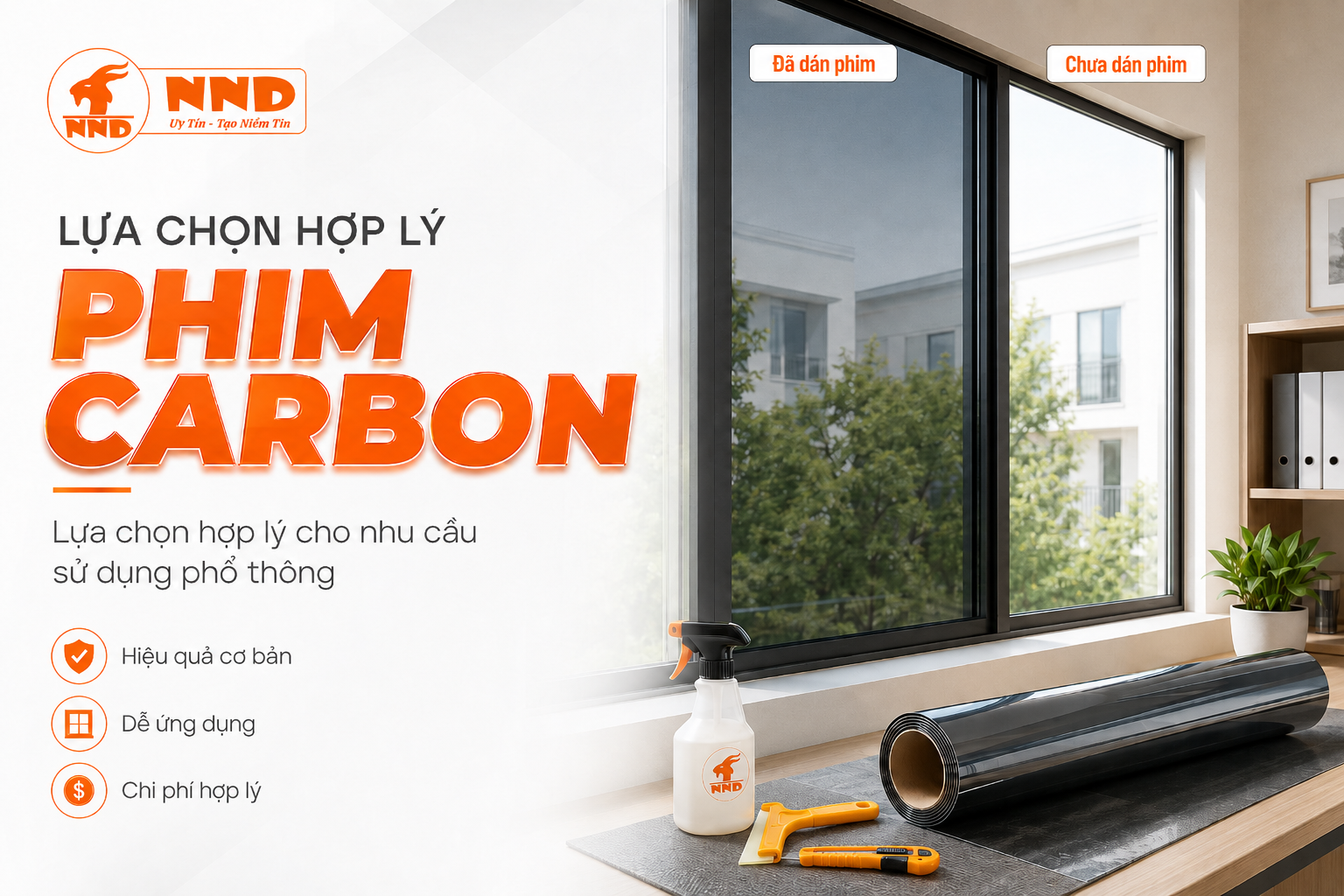 Phim Carbon cho nhà kính phù hợp với nhu cầu sử dụng phổ thông và mức đầu tư hợp lý.