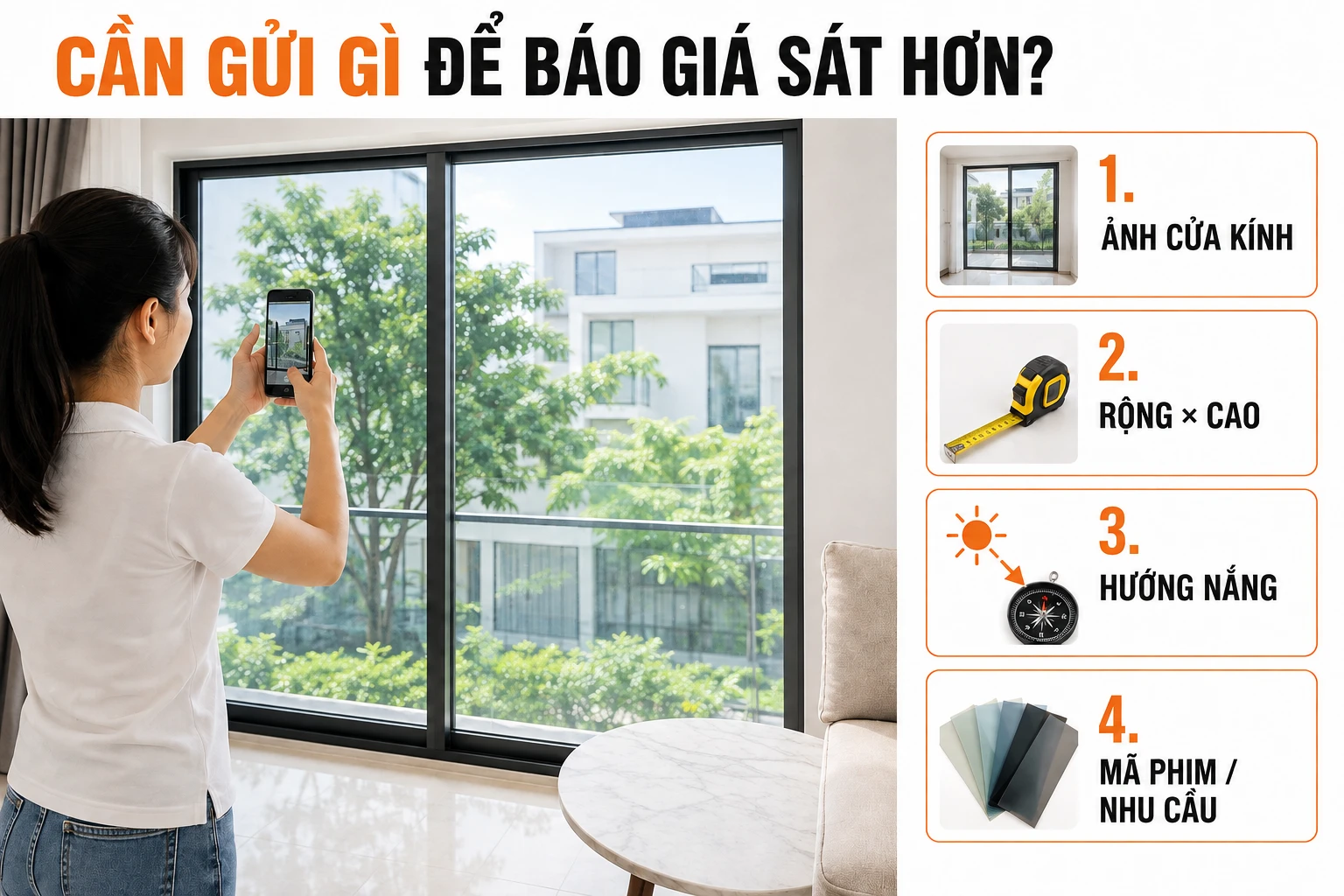 Thông tin cần gửi để nhận báo giá dán phim cách nhiệt chính xác