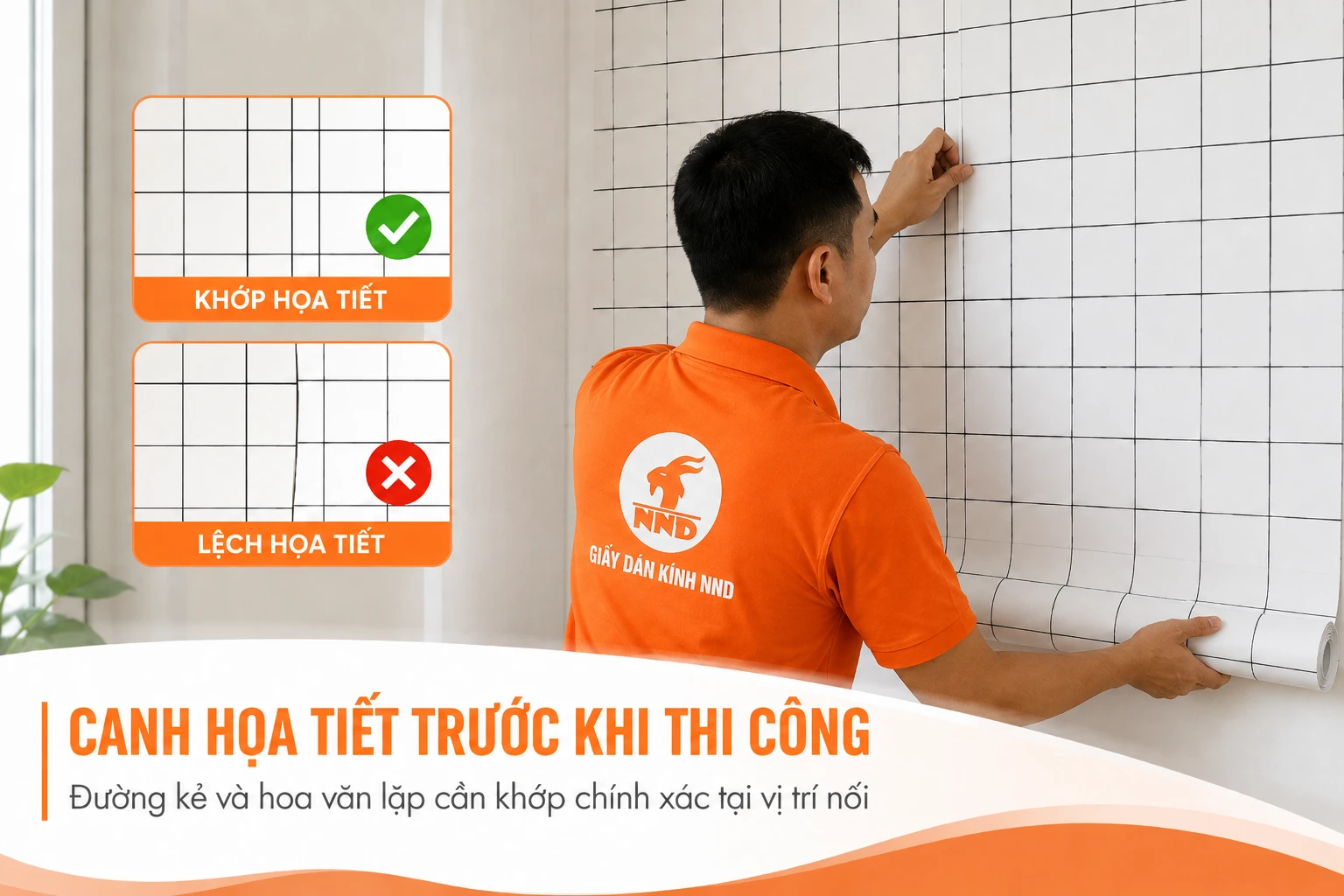 Cách canh họa tiết decal dán tường trước khi thi công