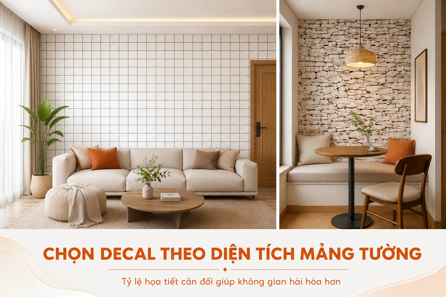 Chọn decal dán tường theo diện tích mảng tường