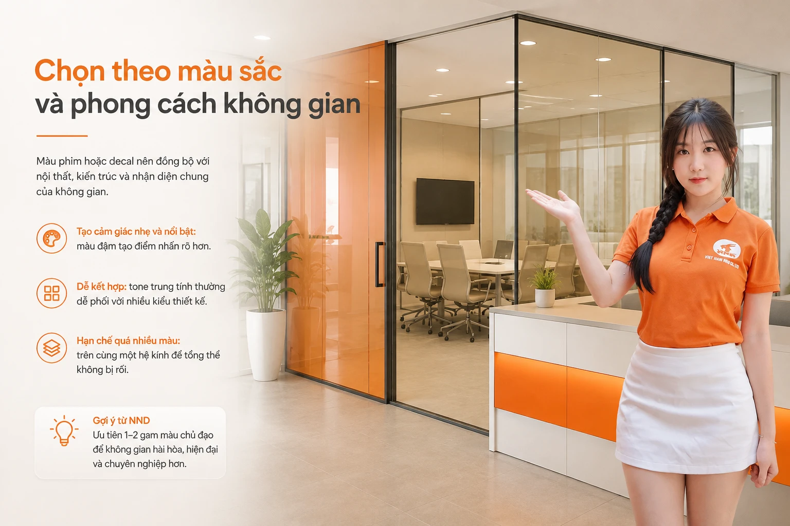 Chọn màu decal và phim theo phong cách không gian