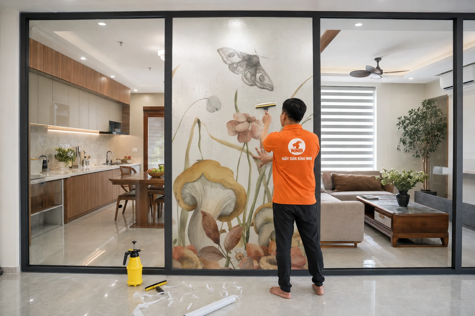 Công trình thi công mẫu tranh dán kính