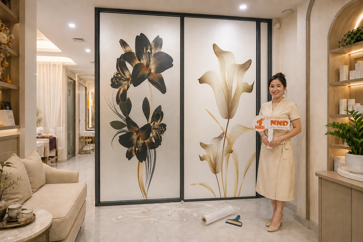 Công trình thi công mẫu tranh dán kính