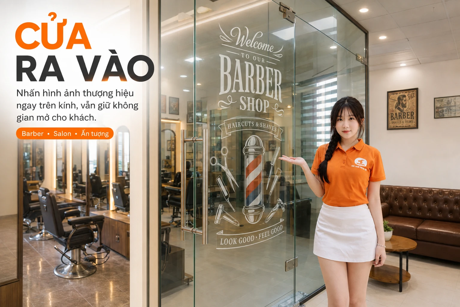 Decal Dán Cửa Ra Vào Salon Và Barber Shop