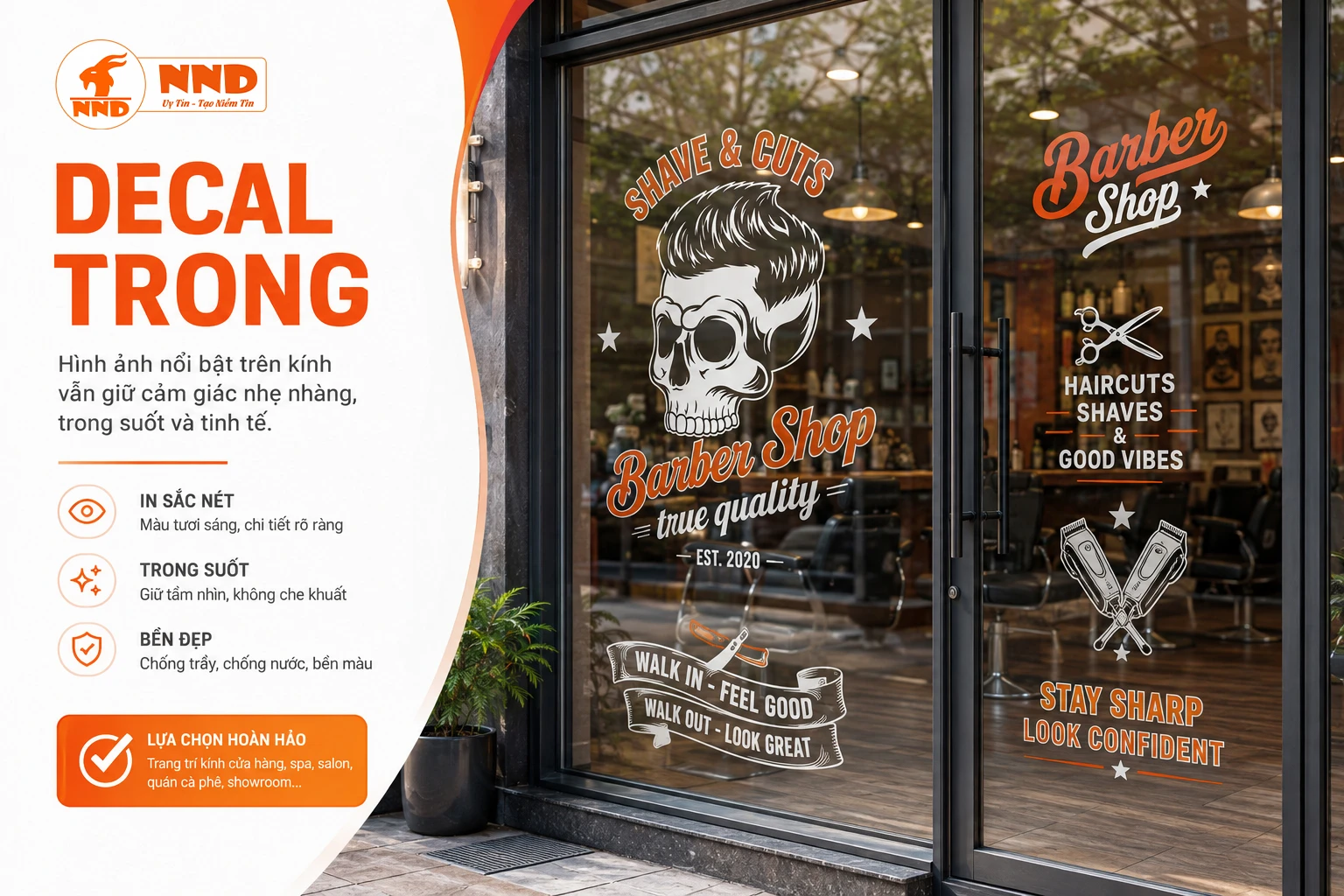 Decal Trong Dán Kính Tiệm Tóc