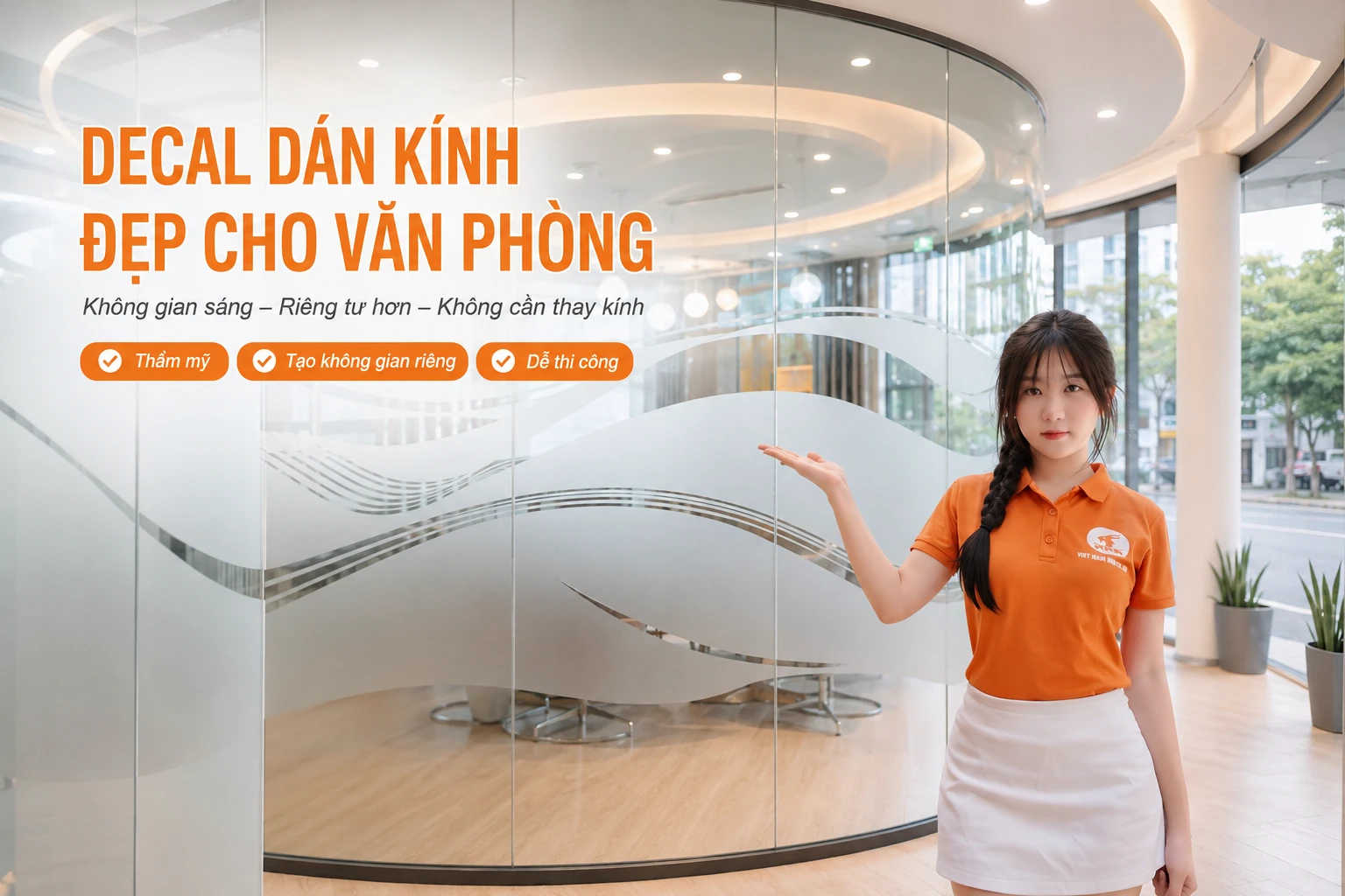 Decal dán kính văn phòng đẹp, tạo riêng tư