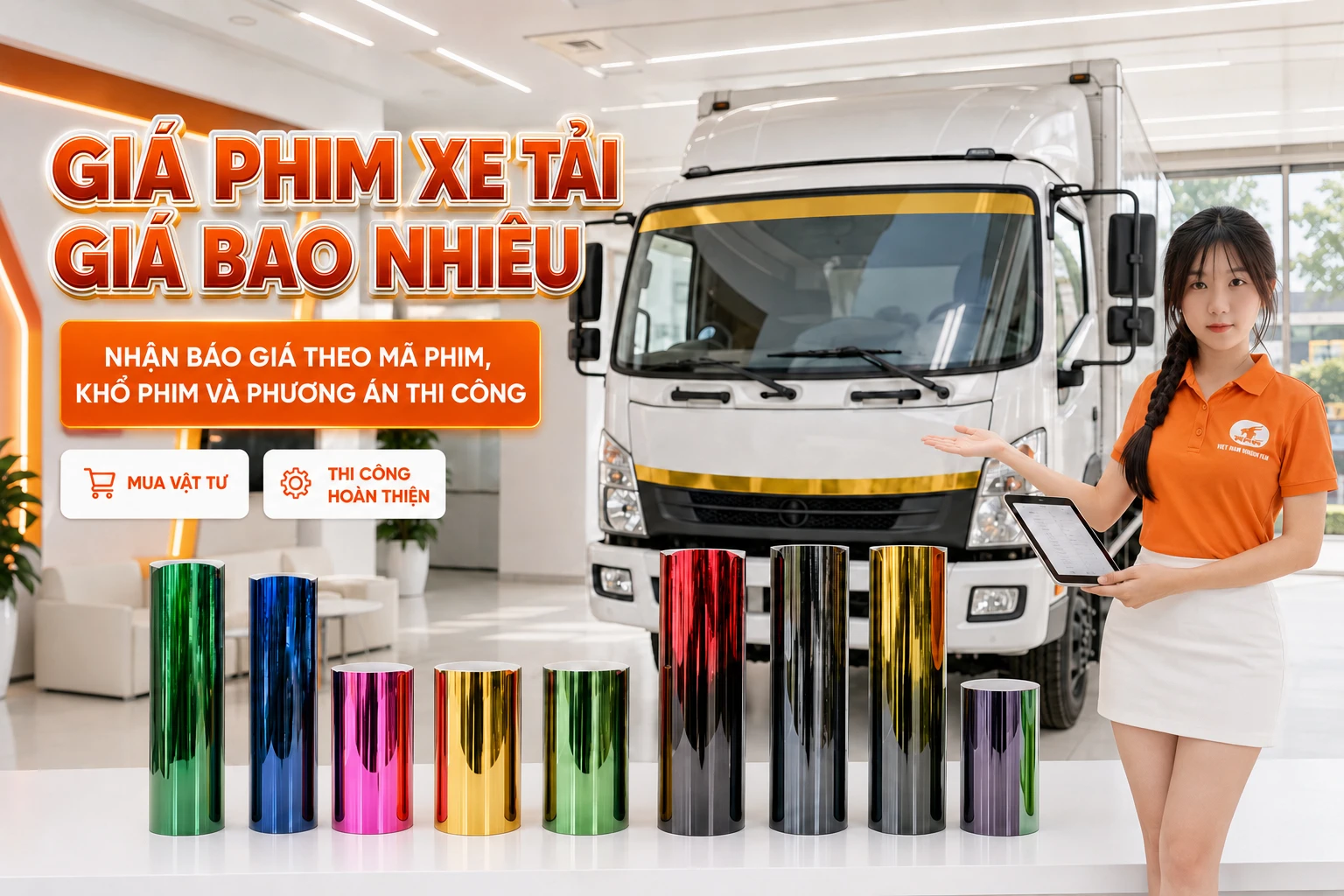 Giá phim xe tải phụ thuộc mã, khổ phim và diện tích kính cần dán