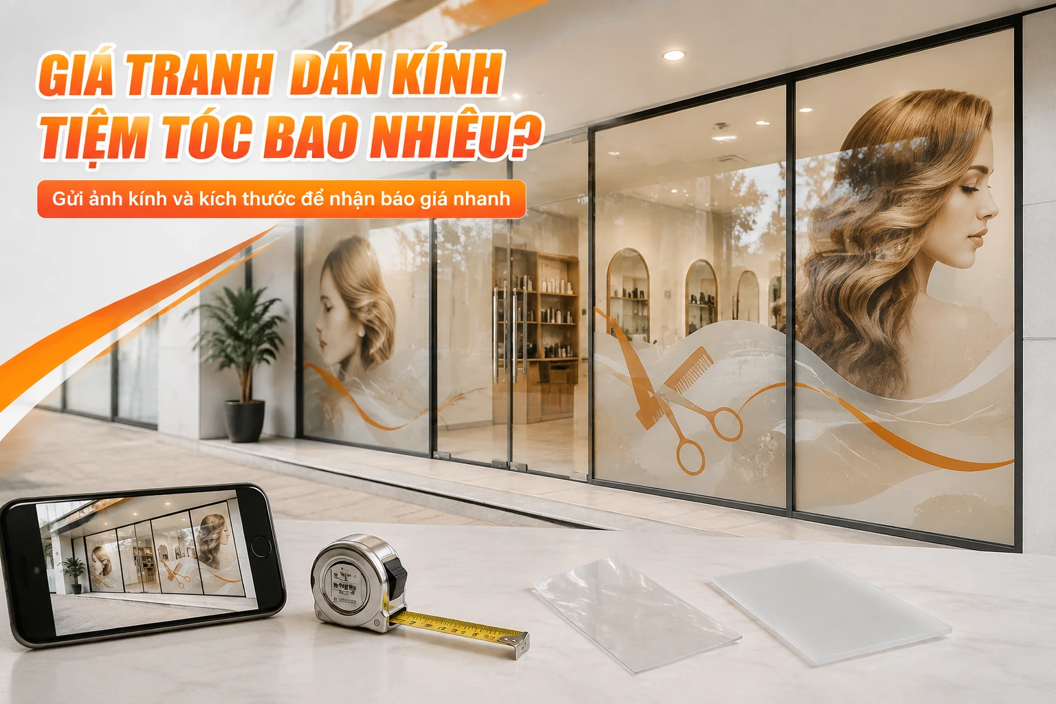 Giá tranh dán kính tiệm tóc bao nhiêu?