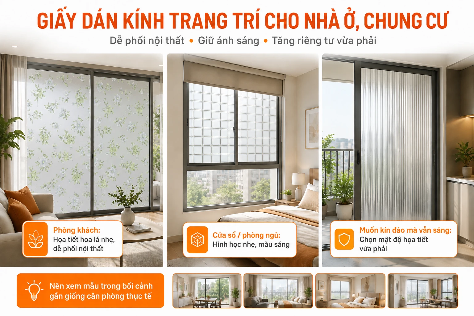 Giấy dán kính trang trí cho nhà ở, chung cư