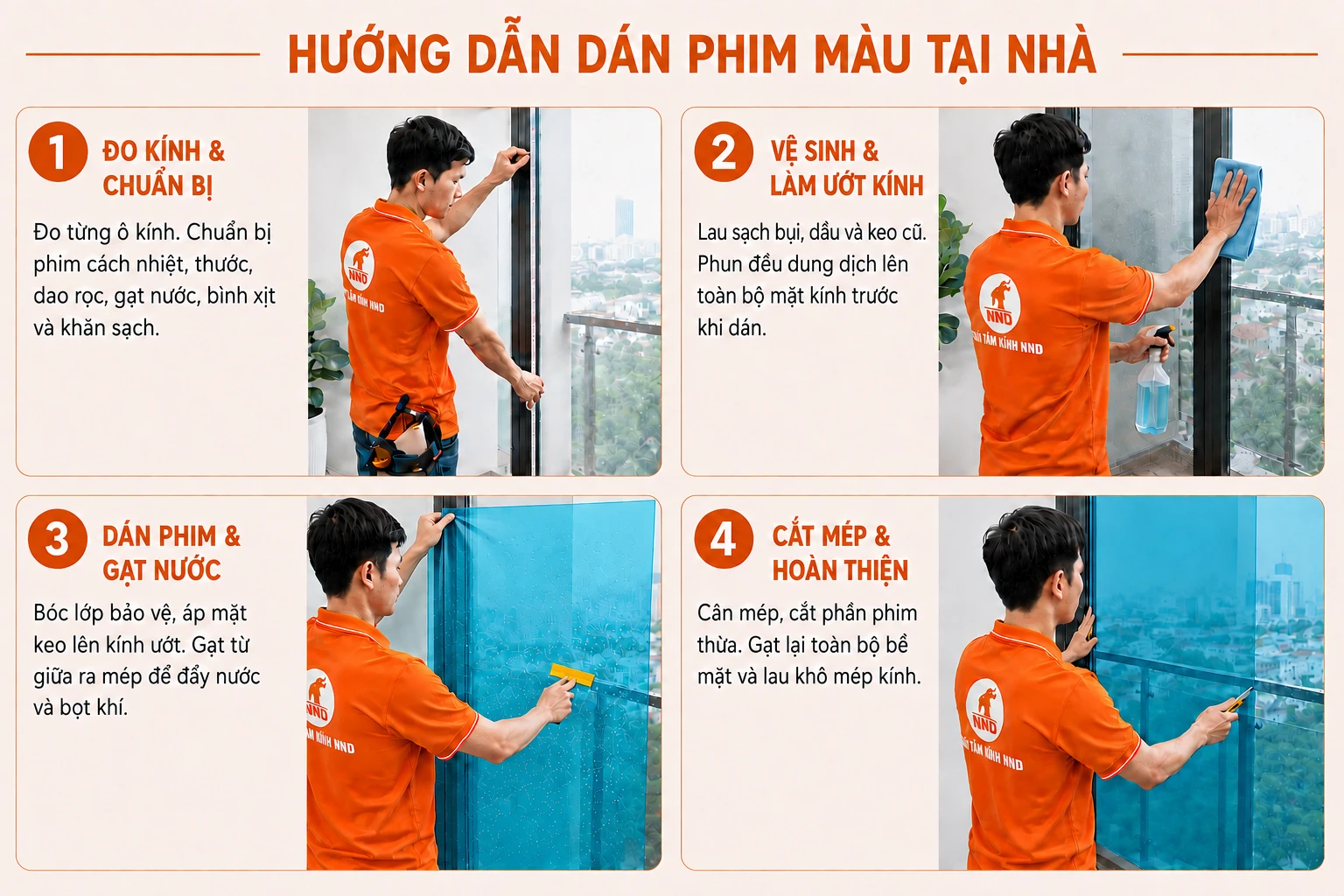 Các bước cơ bản khi tự dán phim màu trên kính nhỏ