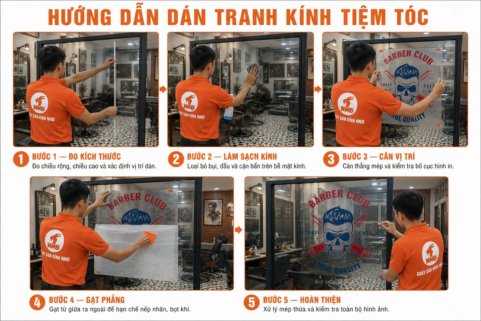 Hướng Dẫn Dán Tranh Kính Tiệm Tóc Đúng Kỹ Thuật