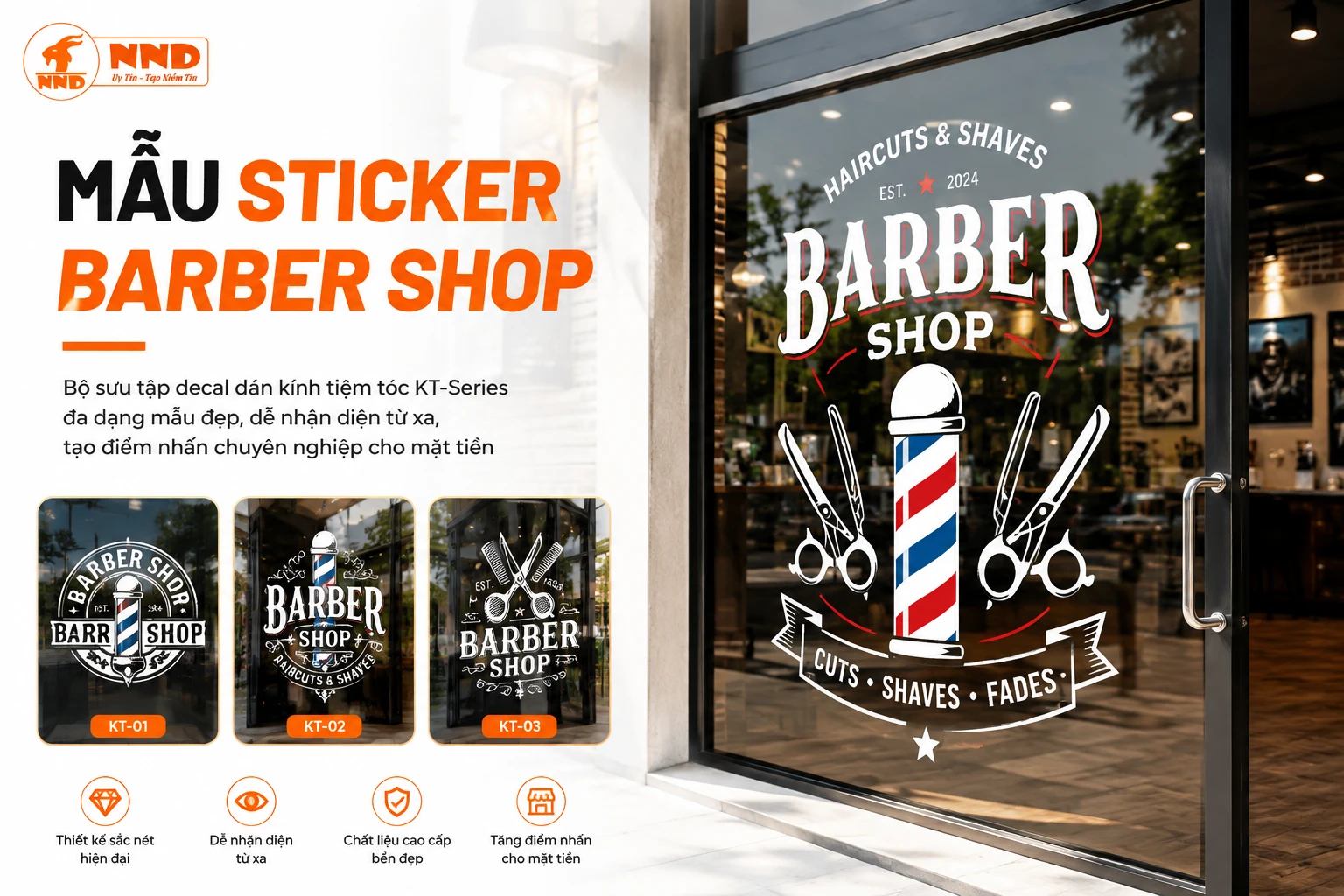 Mẫu Tóc Nam Dán Kính Barber Shop