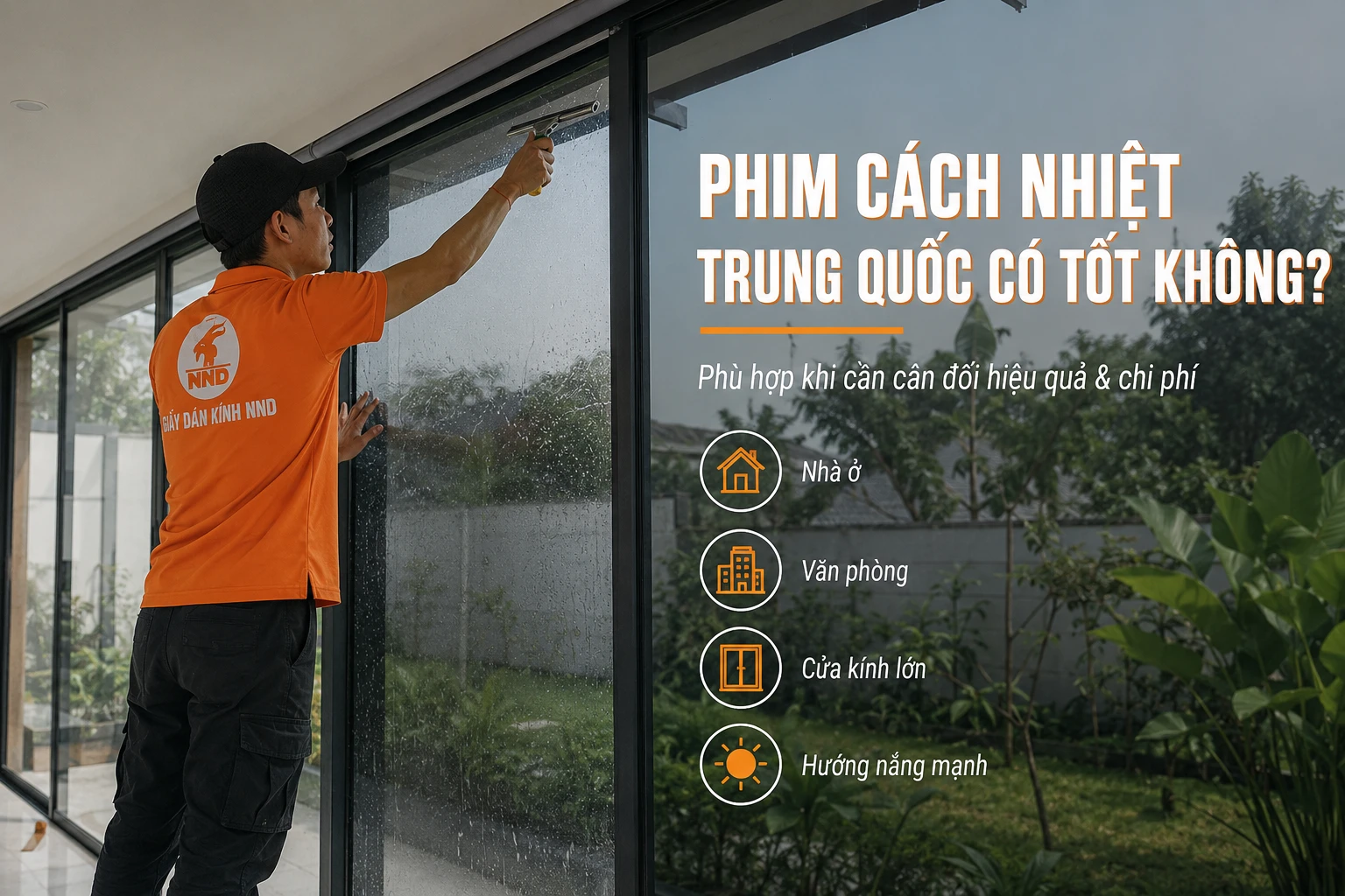 Thợ NND thi công phim cách nhiệt Trung Quốc cho cửa kính nhà ở