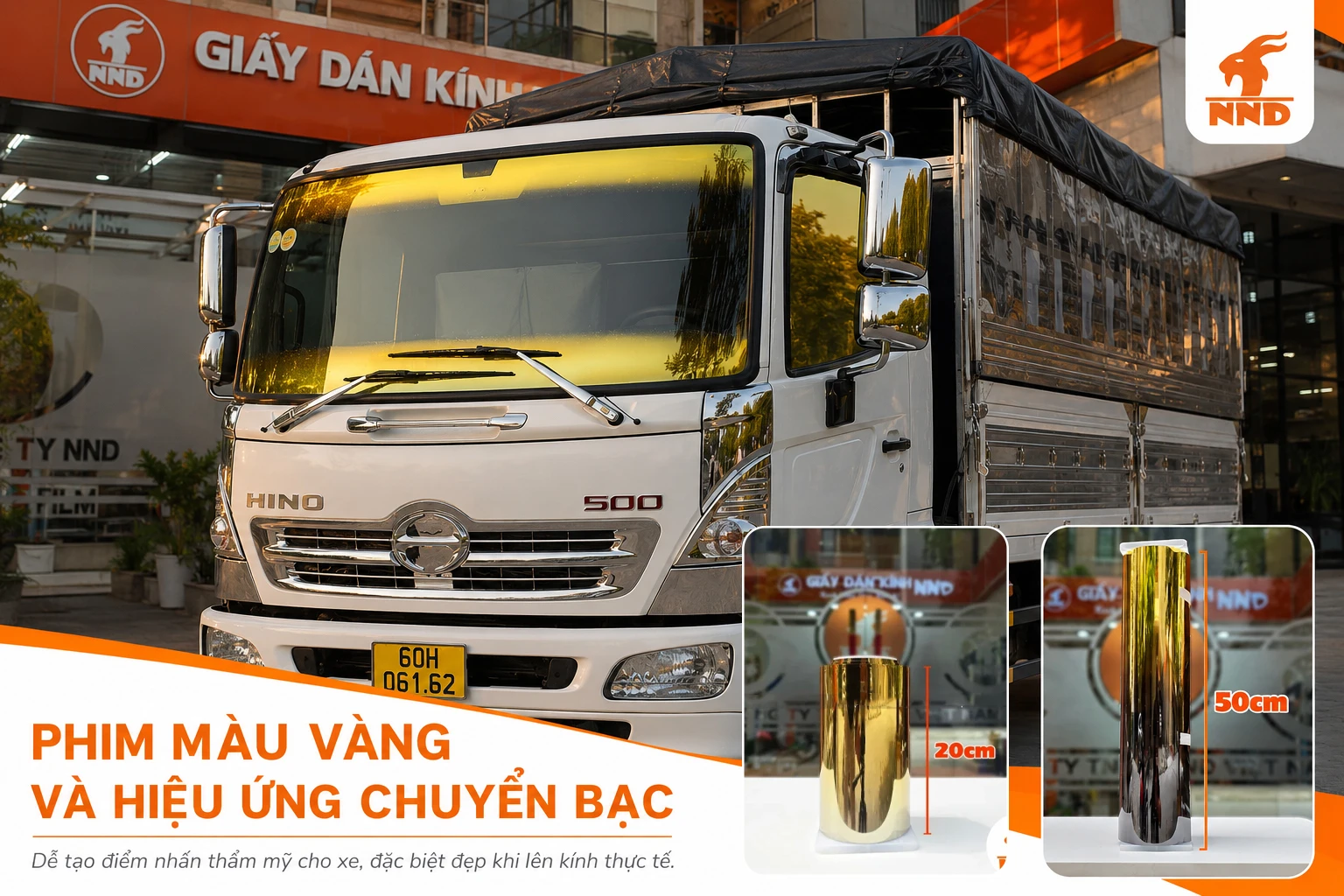 Phim xe tải màu vàng và hiệu ứng chuyển bạc