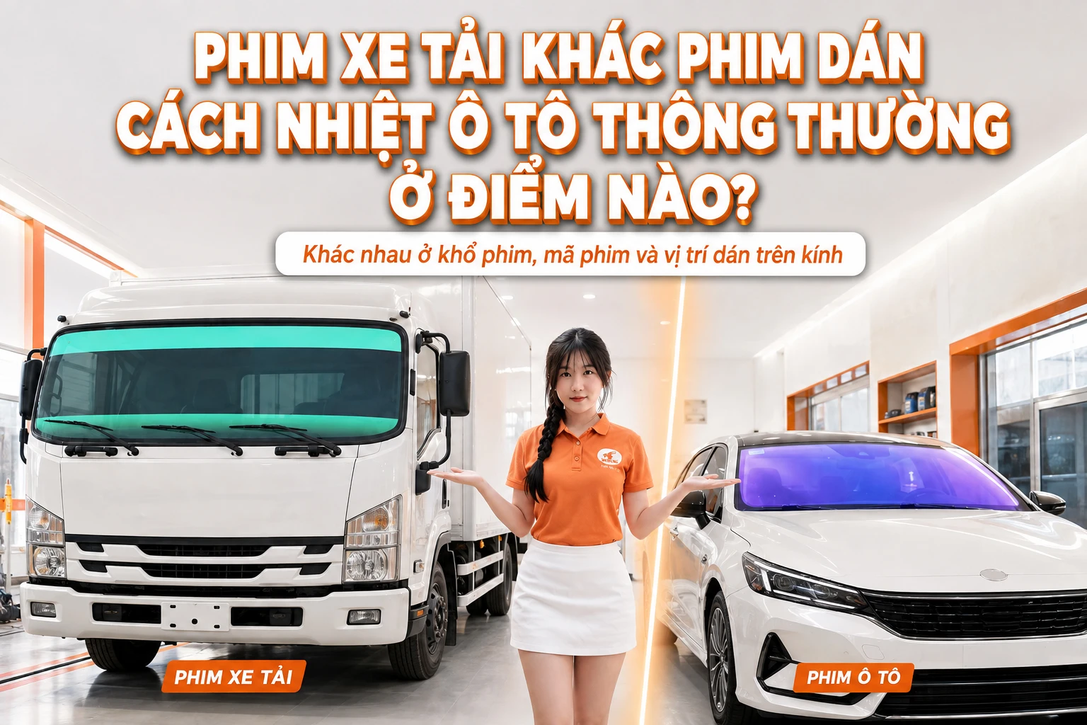 Phim xe tải được chia theo khổ, mã màu và vị trí dán phù hợp cho cabin