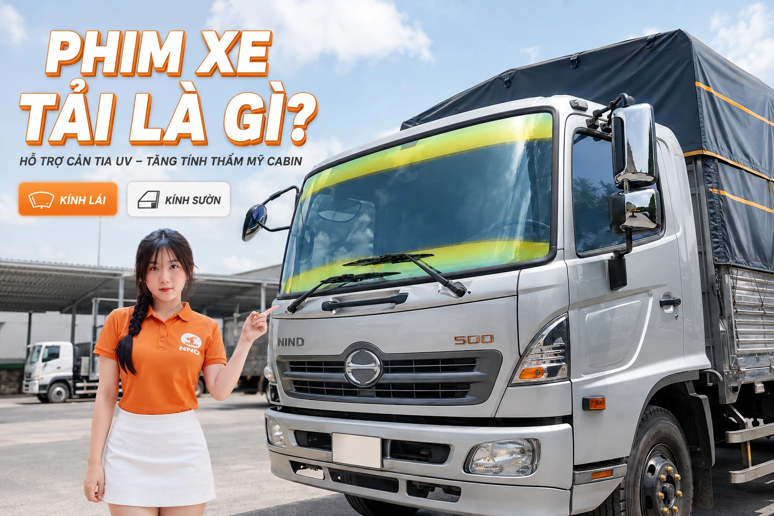 Phim xe tải dán kính cabin hỗ trợ giảm chói, hạn chế tia UV và tăng tính thẩm mỹ